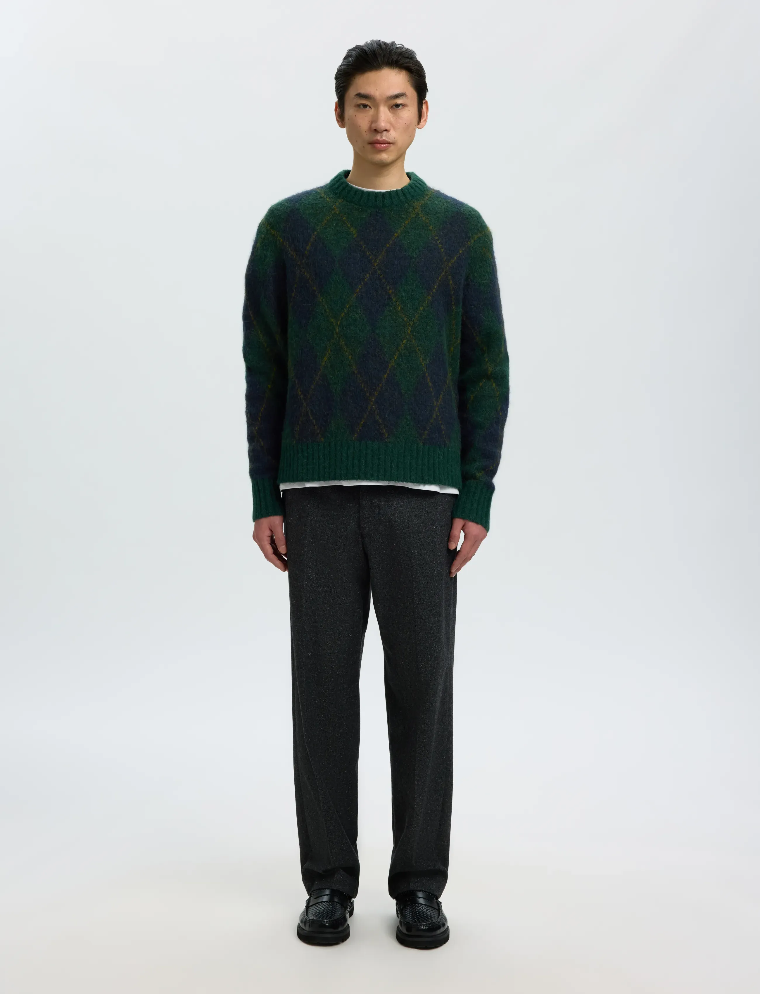 Selected - SLMRAI LS KNIT ARGYLE CREW NECK - osta olukorra järgi - pine grove - 3