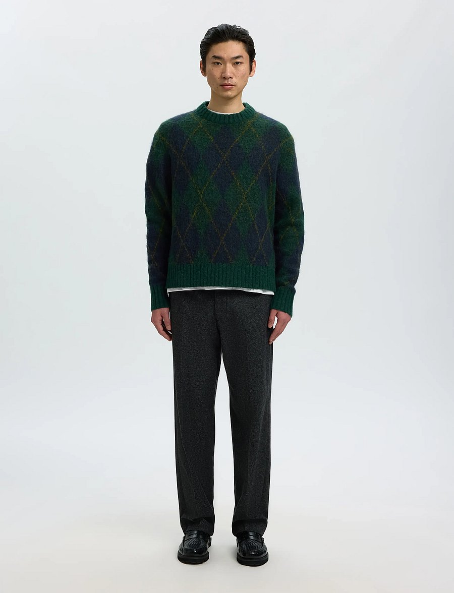 Selected - SLMRAI LS KNIT ARGYLE CREW NECK - osta olukorra järgi - pine grove - 3