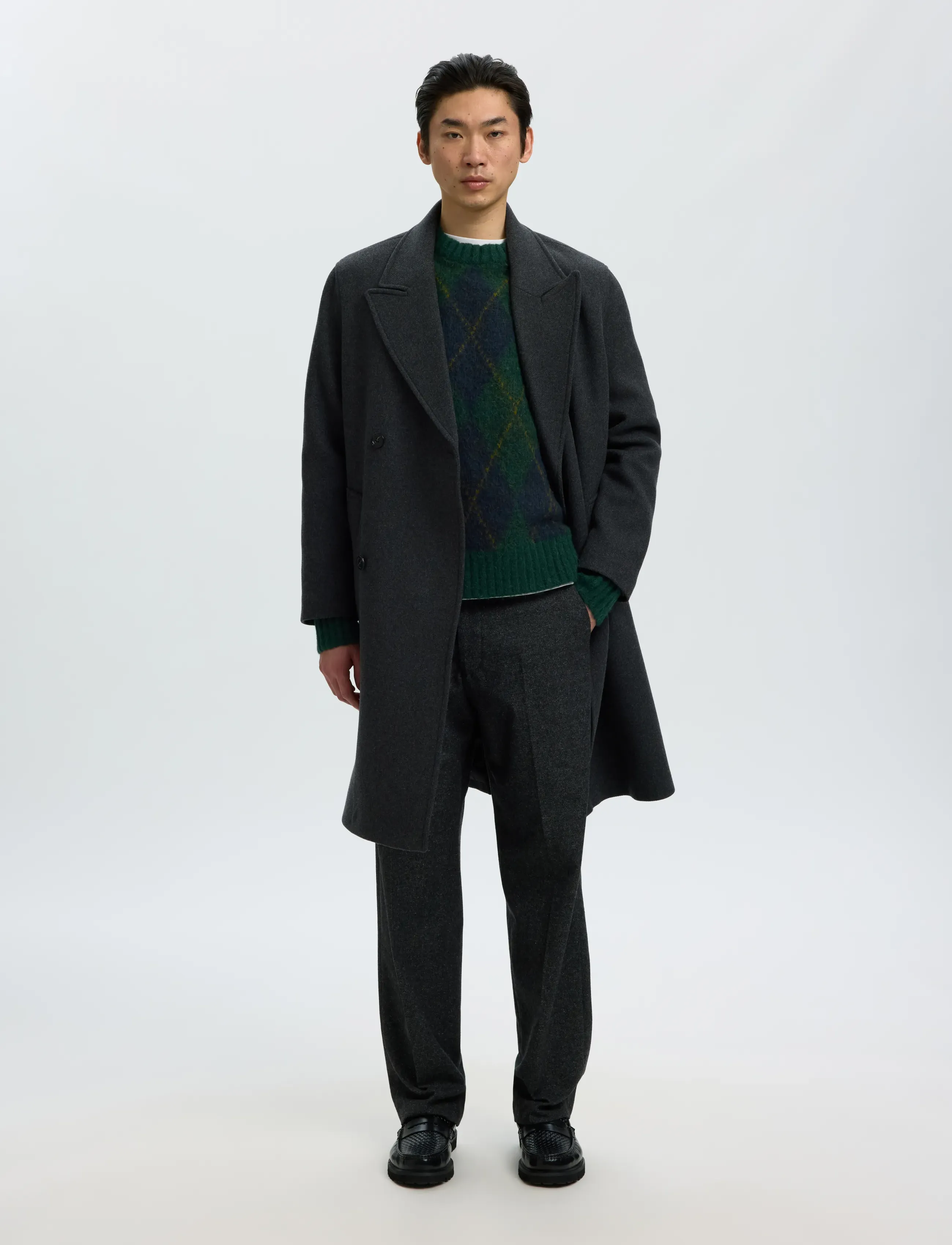 Selected - SLMRAI LS KNIT ARGYLE CREW NECK - osta olukorra järgi - pine grove - 5