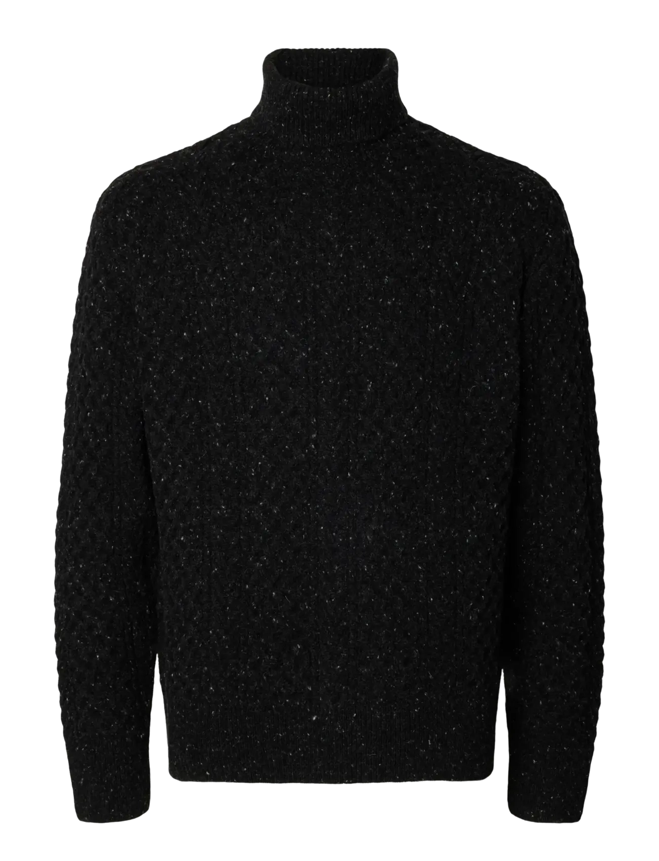 Selected SLMLAND LS KNIT CABLE ROLL NECK - Selected - BLACK / black