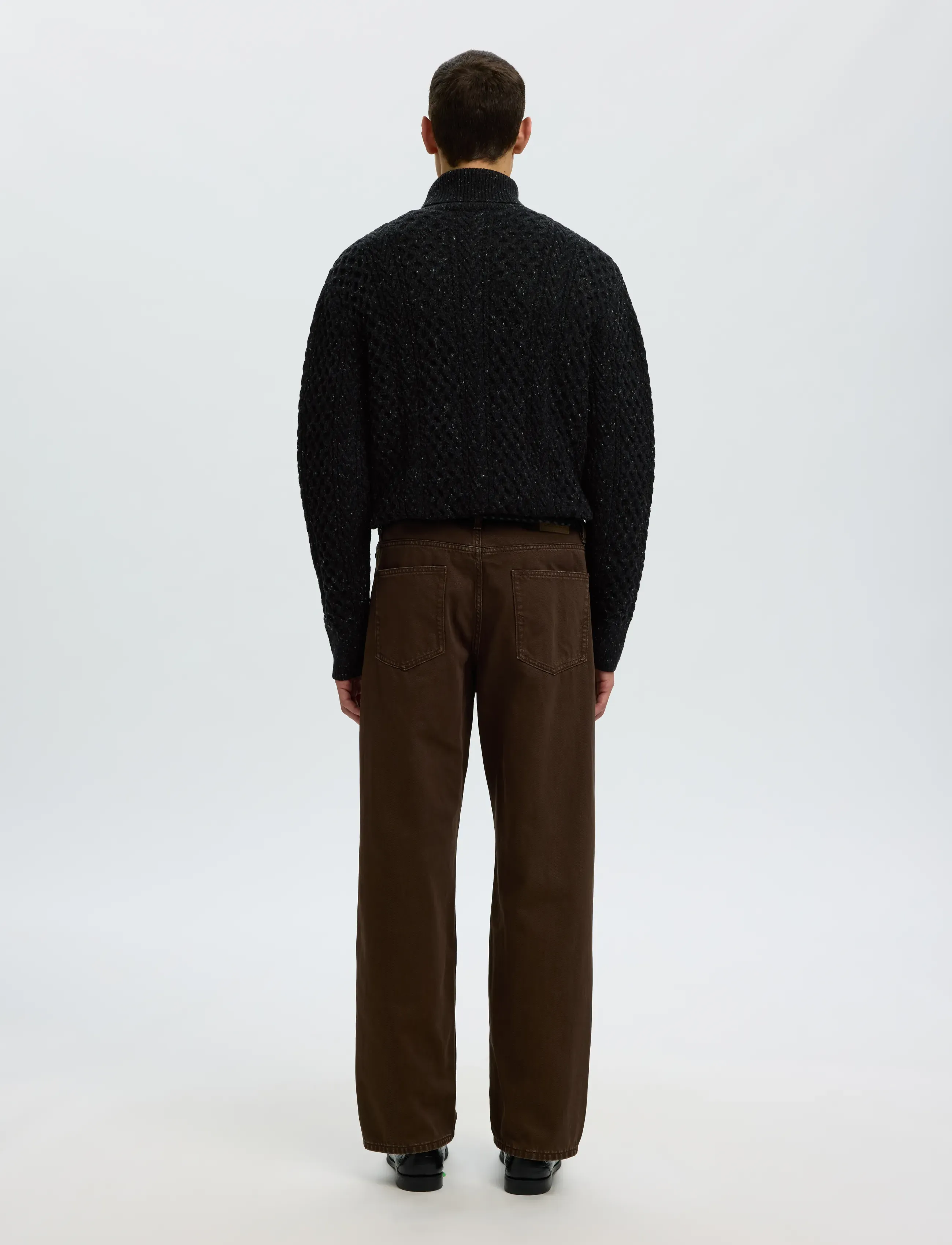 Selected - SLMLAND LS KNIT CABLE ROLL NECK - rollkragenpullover - black - 2
