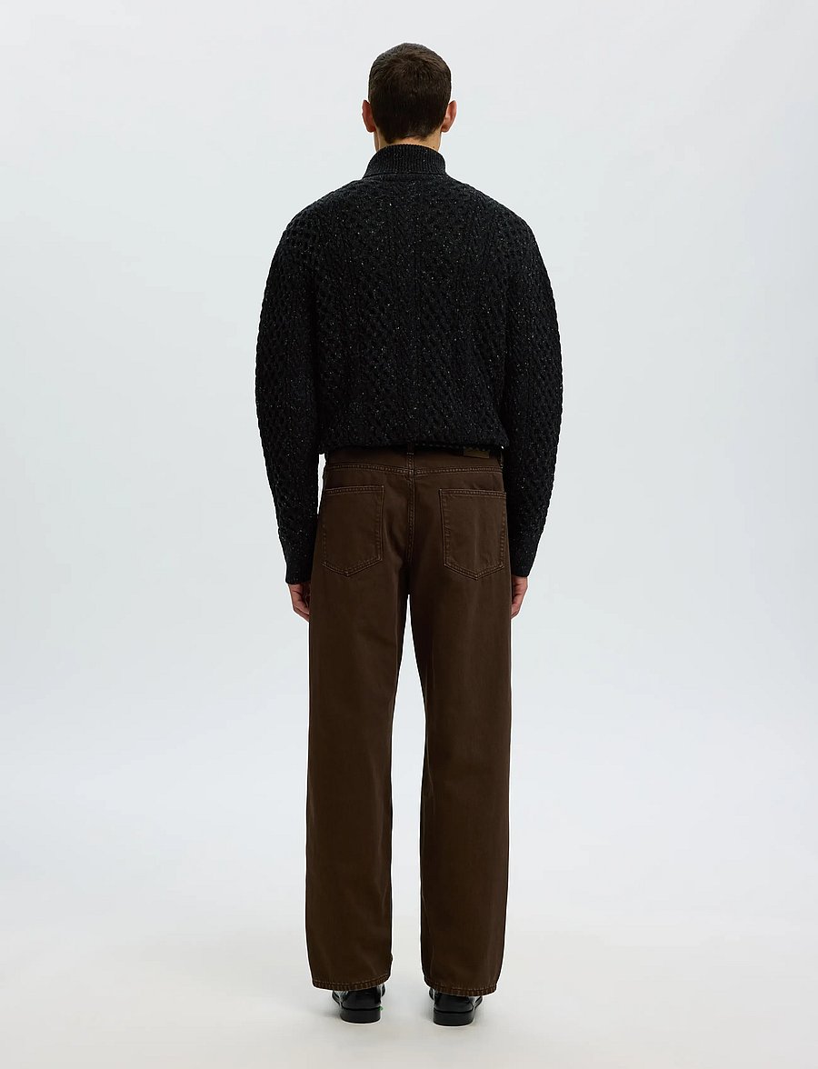 Selected - SLMLAND LS KNIT CABLE ROLL NECK - rollkragenpullover - black - 2
