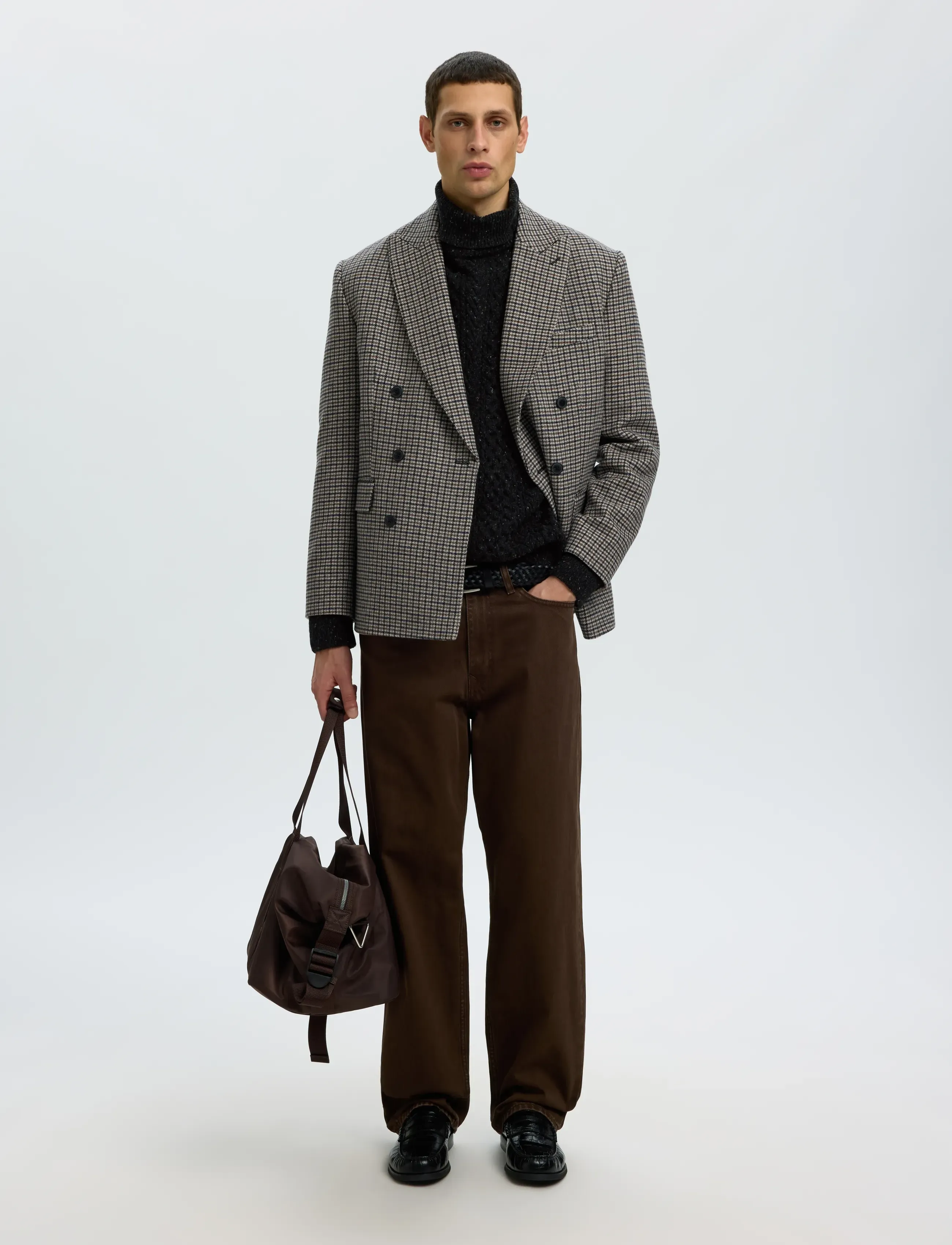Selected - SLMLAND LS KNIT CABLE ROLL NECK - rollkragenpullover - black - 5