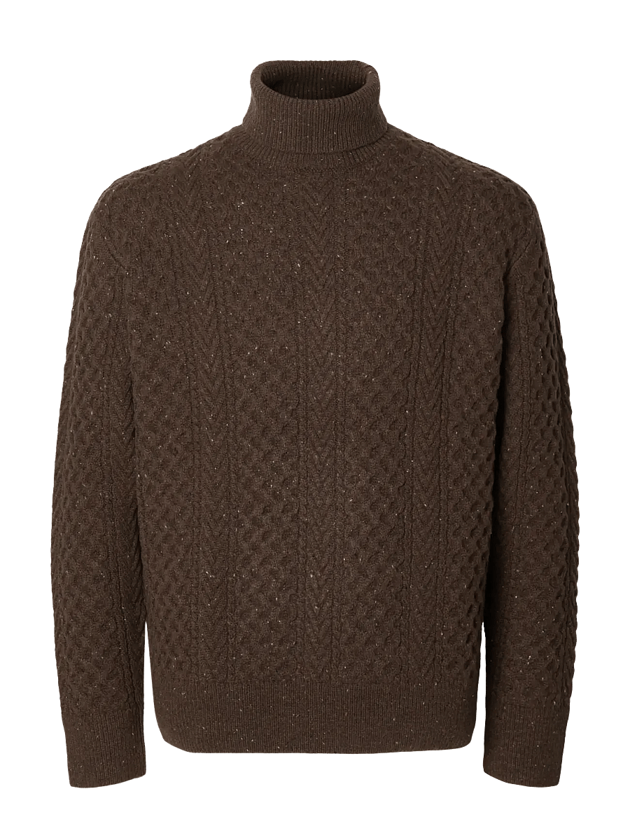 Selected - SLMLAND LS KNIT CABLE ROLL NECK - rollkragenpullover - delicioso - 1