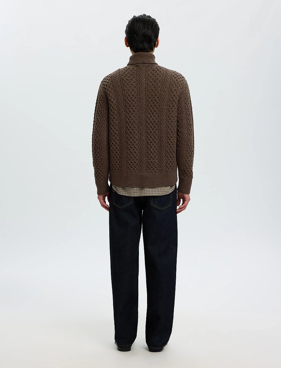 Selected - SLMLAND LS KNIT CABLE ROLL NECK - rollkragenpullover - delicioso - 2