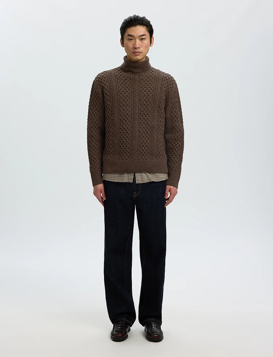 Selected - SLMLAND LS KNIT CABLE ROLL NECK - rollkragenpullover - delicioso - 3