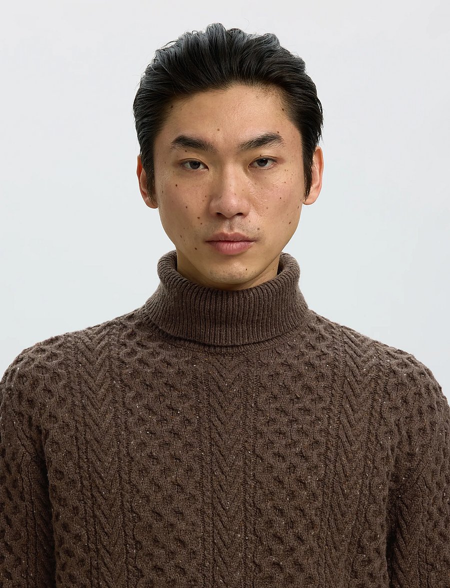 Selected - SLMLAND LS KNIT CABLE ROLL NECK - rollkragenpullover - delicioso - 4