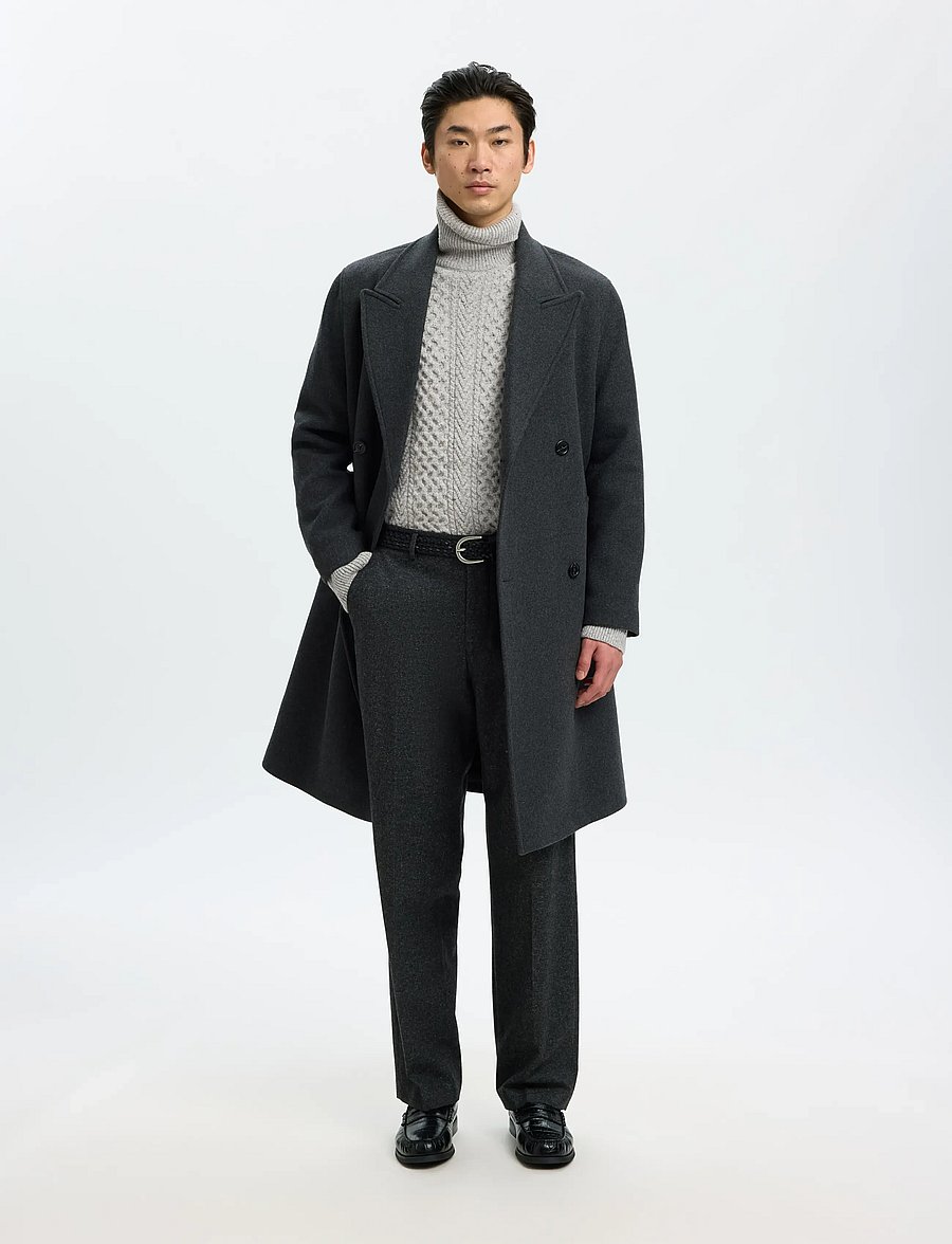 Selected - SLMLAND LS KNIT CABLE ROLL NECK - rollkragenpullover - light grey melange - 5