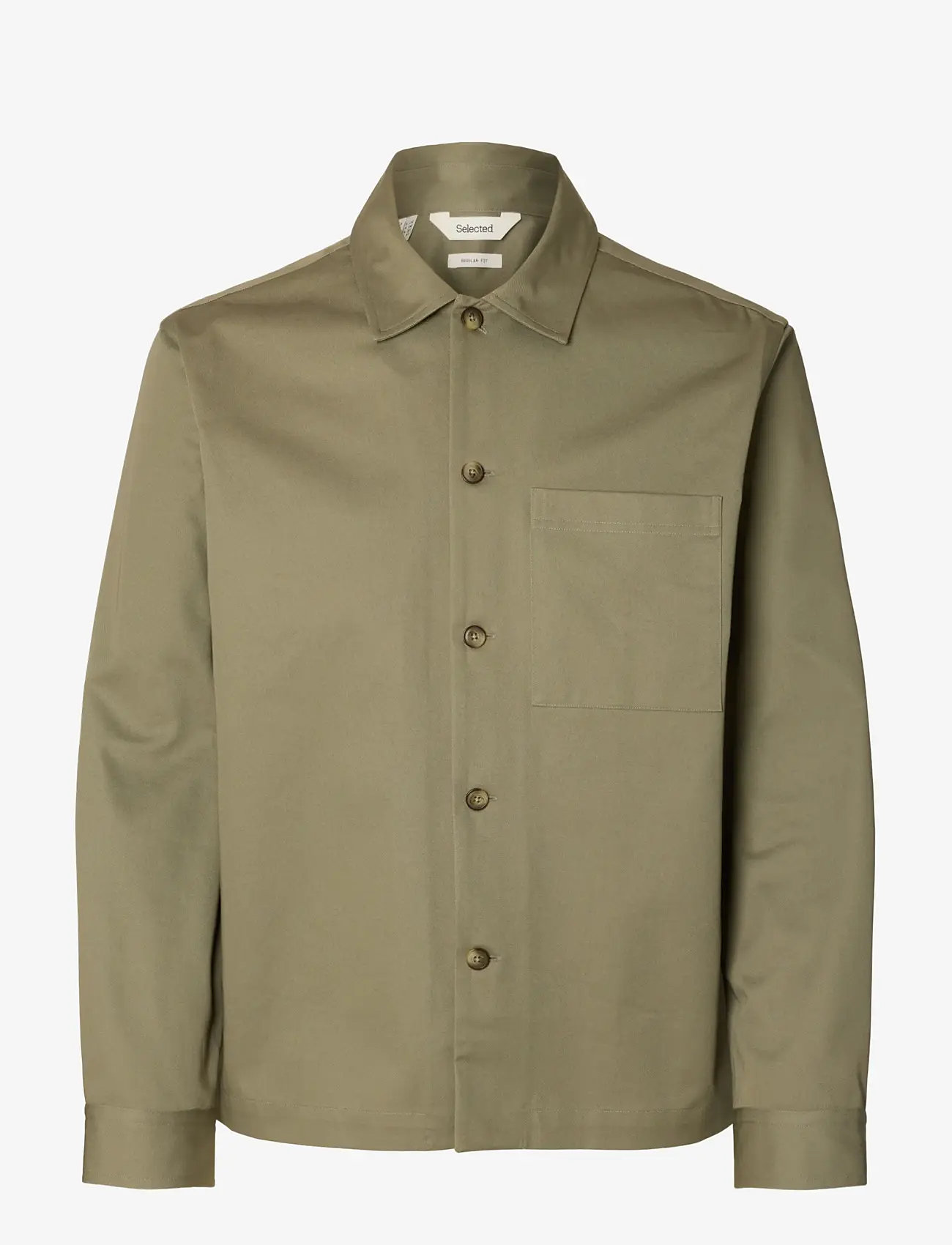 Selected - SLHTATE HEAVY TWILL OVERSHIRT LS - vårjackor - vetiver - 1