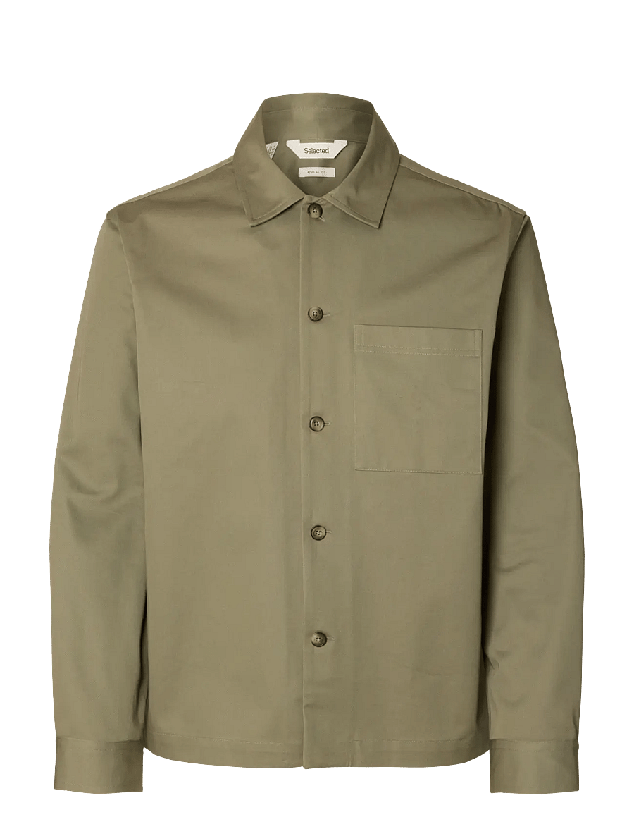 Selected - SLHTATE HEAVY TWILL OVERSHIRT LS - vetiver - 1