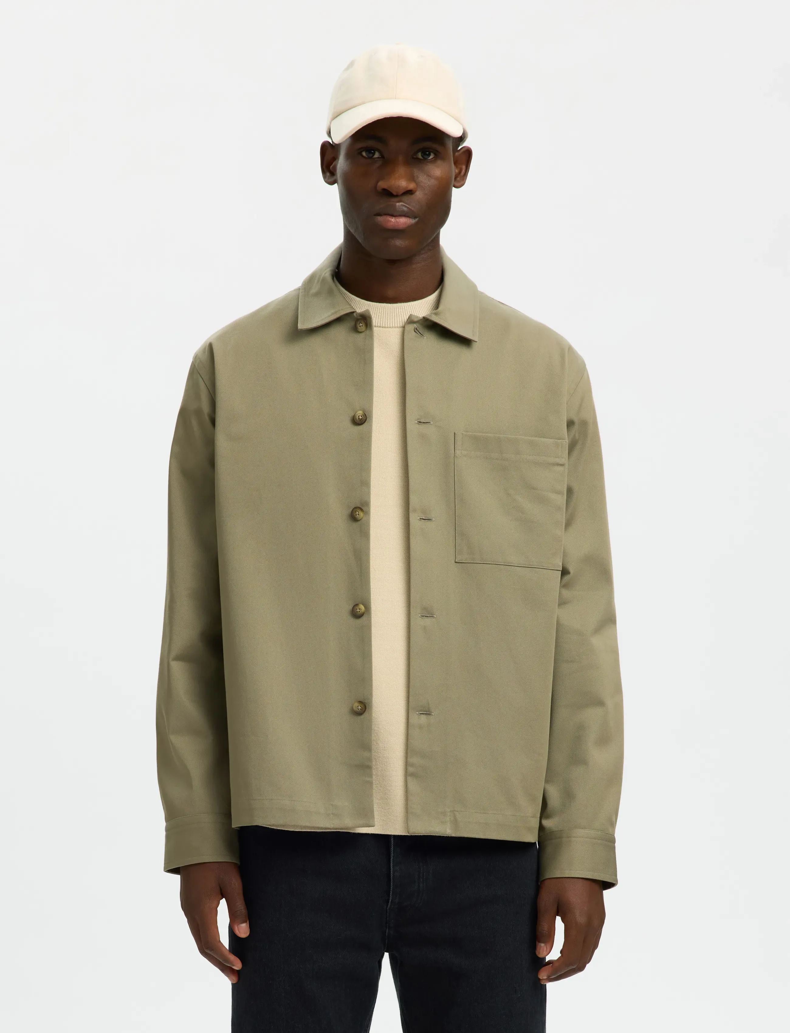 Selected SLHTATE HEAVY TWILL OVERSHIRT LS - Kollektionen - VETIVER / khaki/green