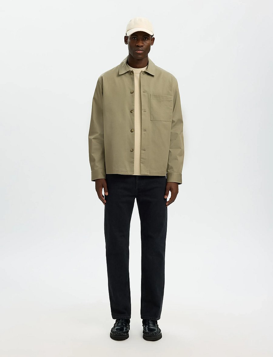 Selected - SLHTATE HEAVY TWILL OVERSHIRT LS - vetiver - 3