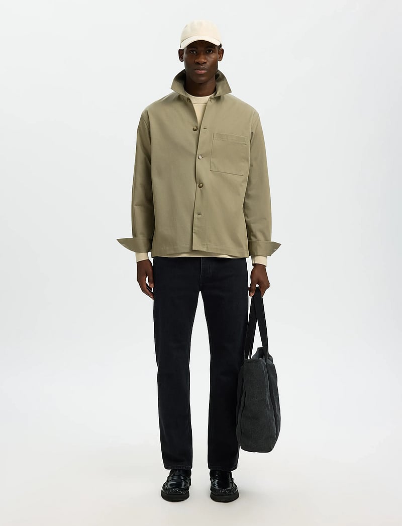 Selected - SLHTATE HEAVY TWILL OVERSHIRT LS - vårjackor - vetiver - 4