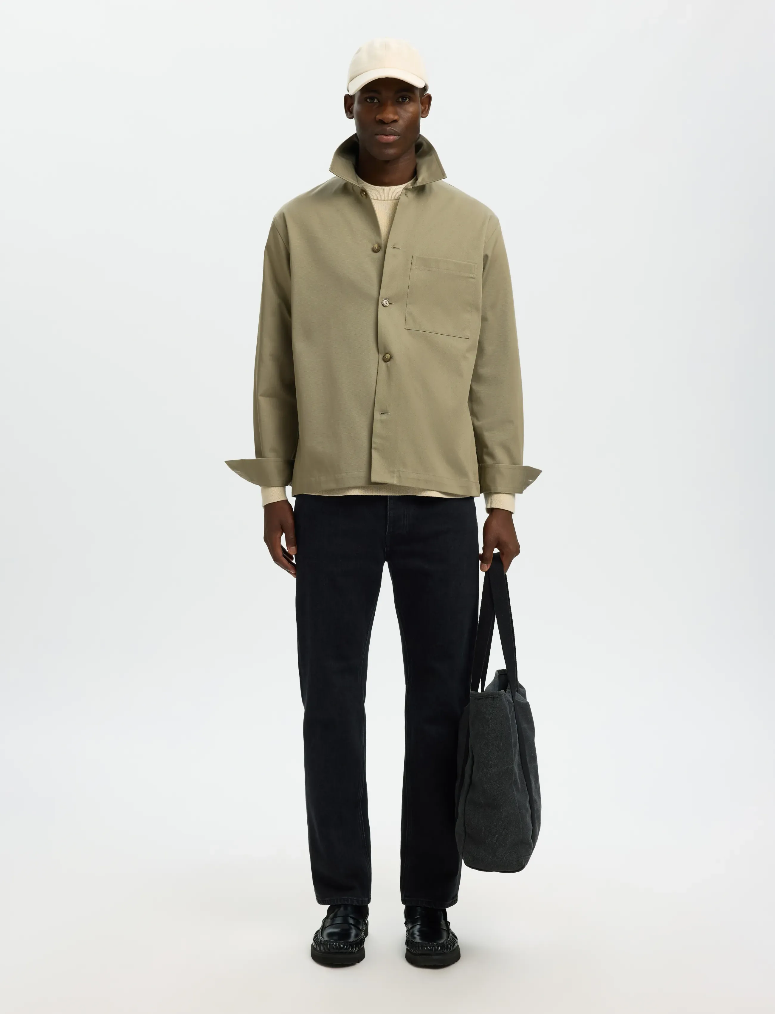Selected - SLHTATE HEAVY TWILL OVERSHIRT LS - vetiver - 4