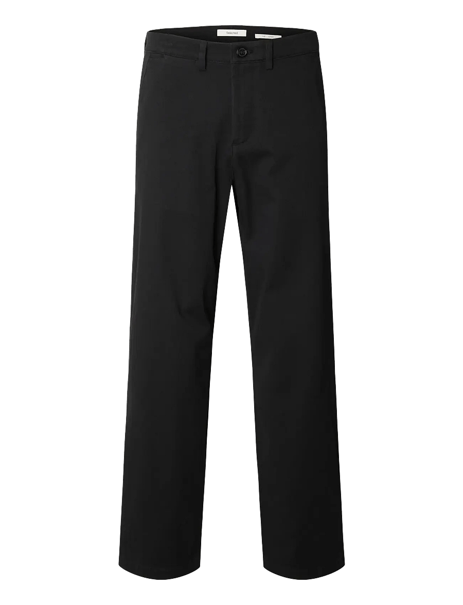 Selected - SLM220-LOOSE MILES TWILL PANT NOOS - freizeithosen - black - 1