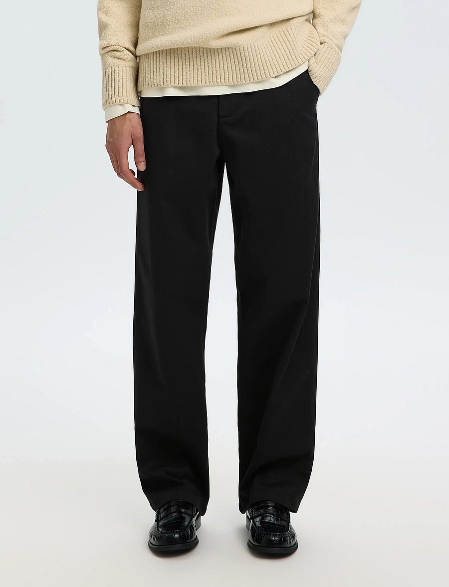 Selected - SLM220-LOOSE MILES TWILL PANT NOOS - freizeithosen - black - 0