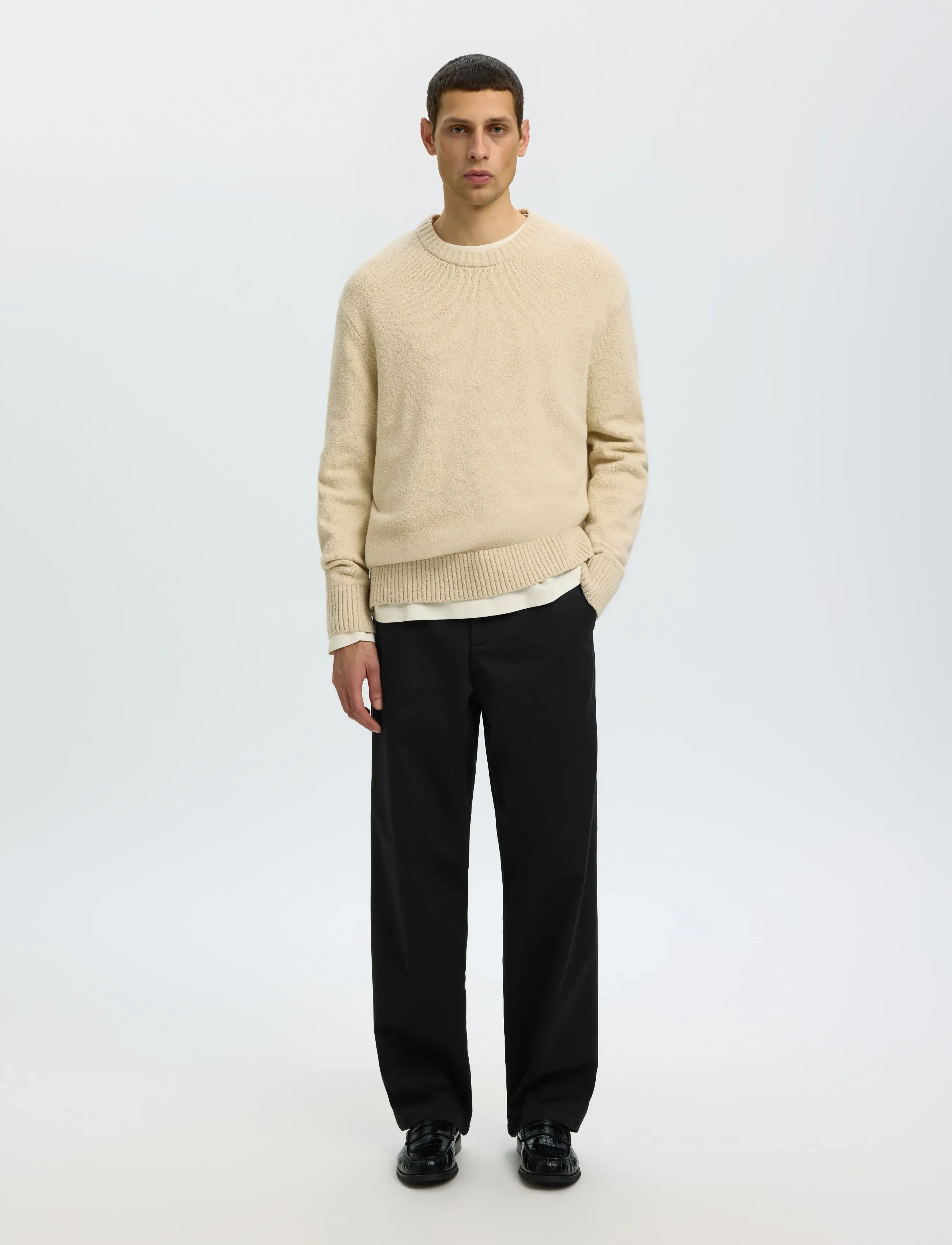 Selected - SLM220-LOOSE MILES TWILL PANT NOOS - vabaaja püksid - black - 3