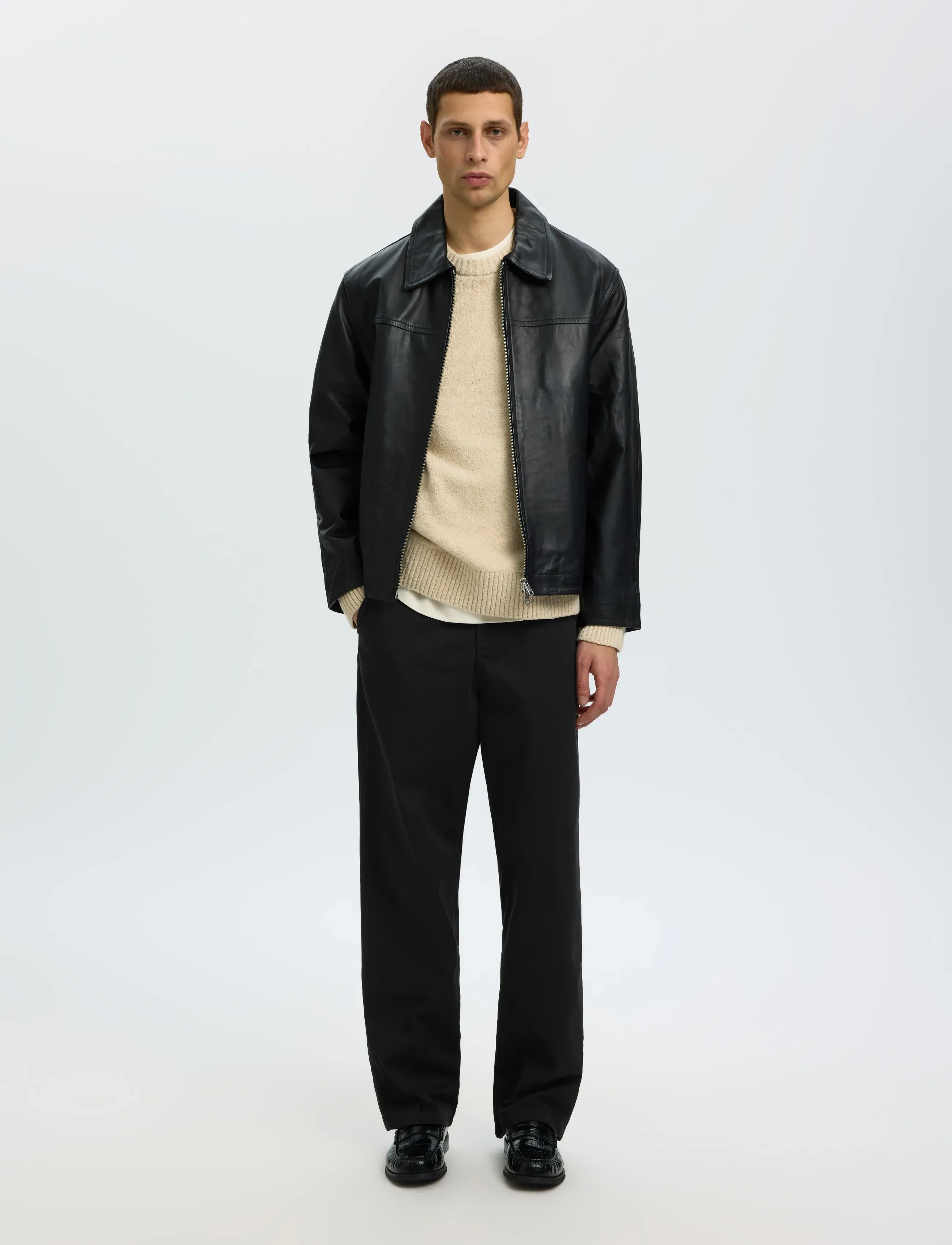 Selected - SLM220-LOOSE MILES TWILL PANT NOOS - vabaaja püksid - black - 5