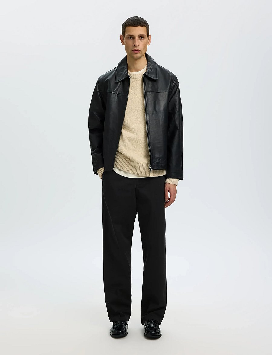 Selected - SLM220-LOOSE MILES TWILL PANT NOOS - freizeithosen - black - 5