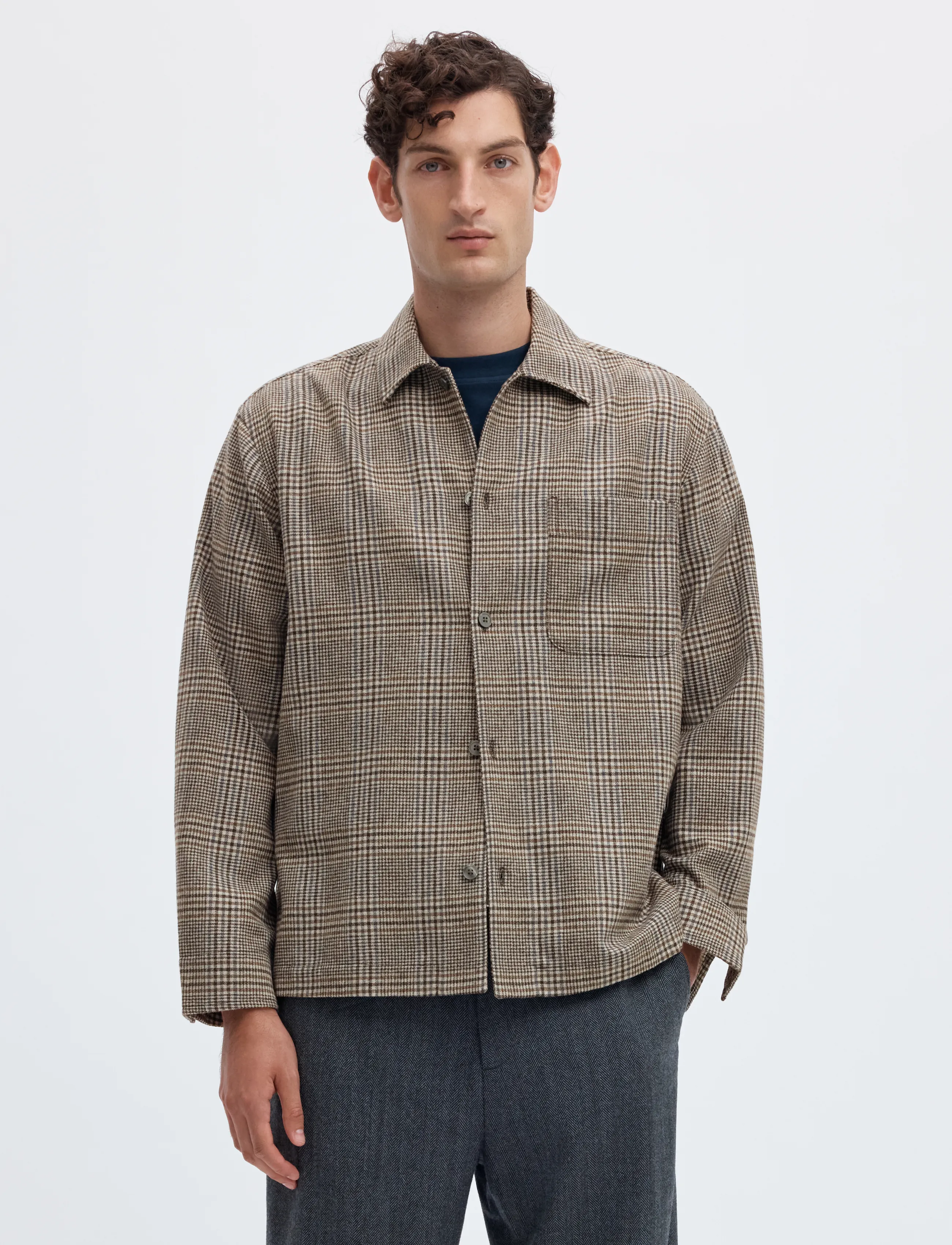 Selected SLMRLXSVEND WT CHECK WOOL BLEND LIGHT OS - Skjorter - DELICIOSO / beige