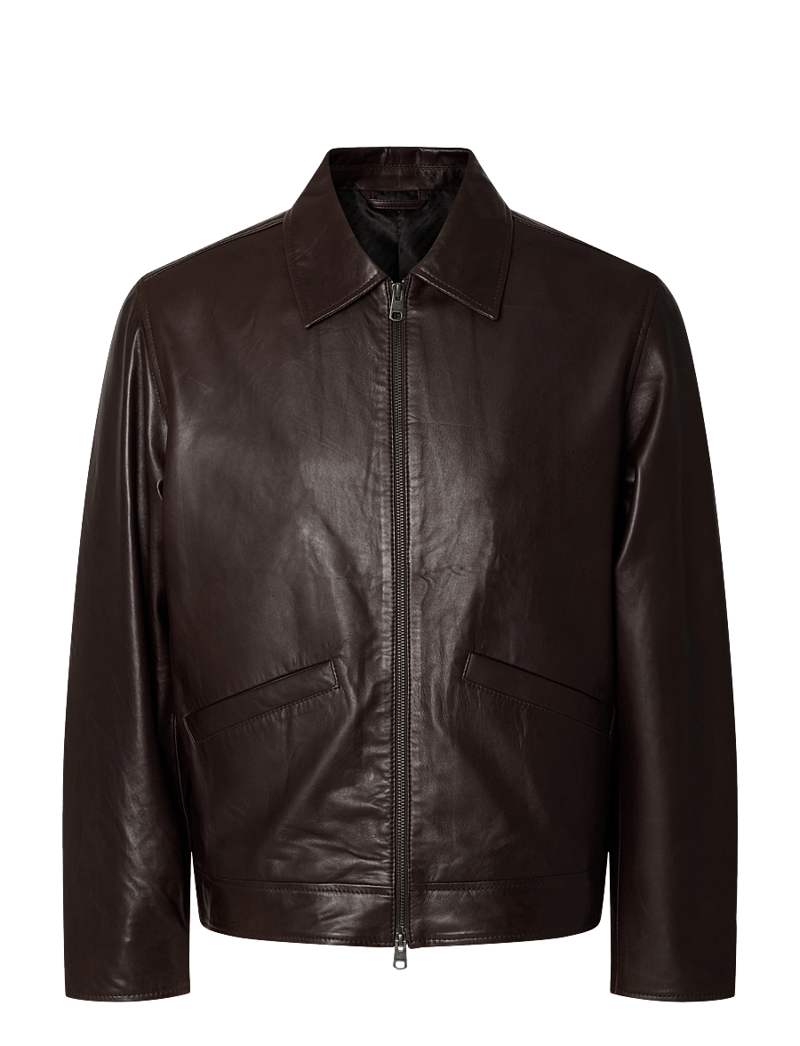 Selected - SLMSCOTT LEATHER JKT - demitasse - 1