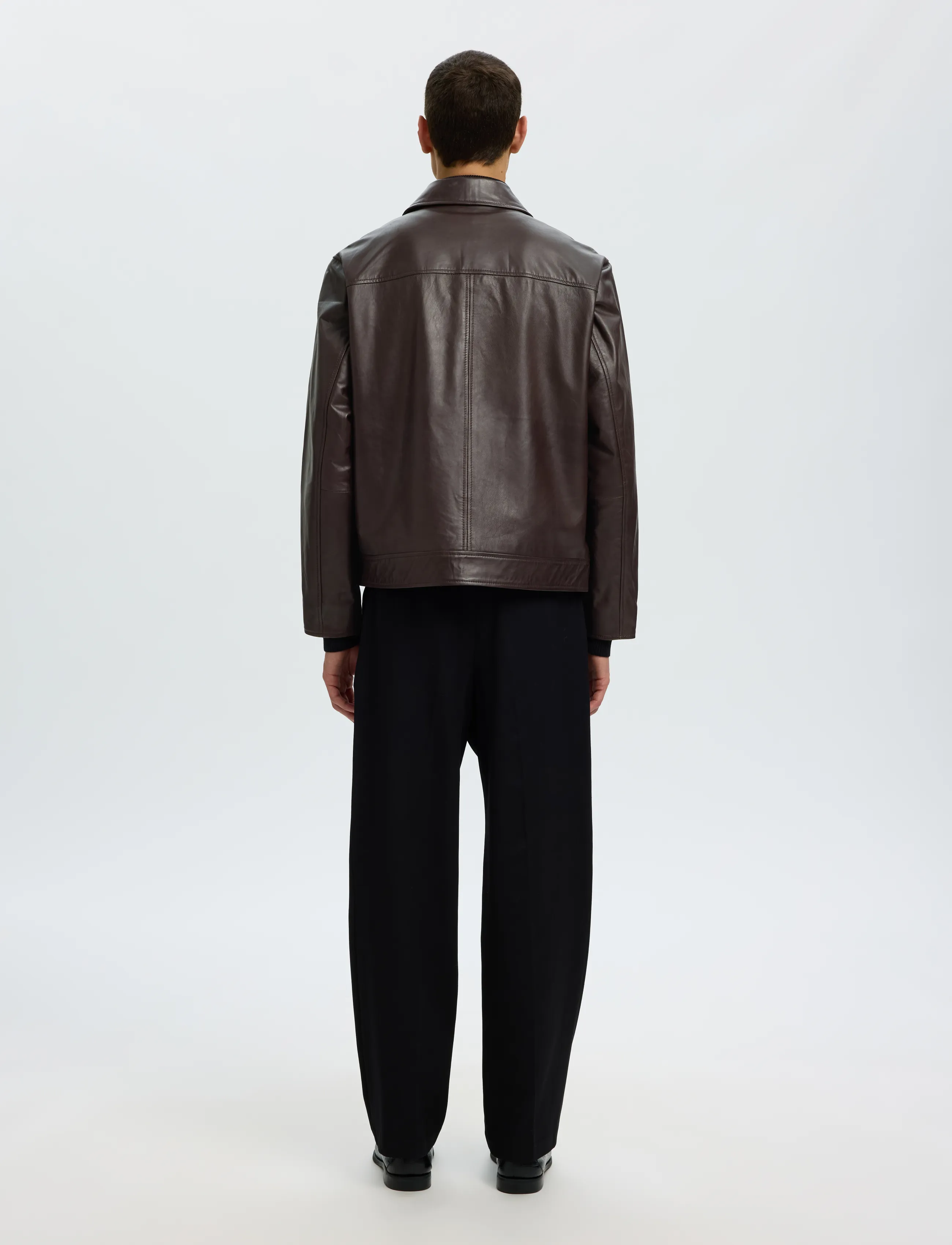 Selected - SLMSCOTT LEATHER JKT - demitasse - 2