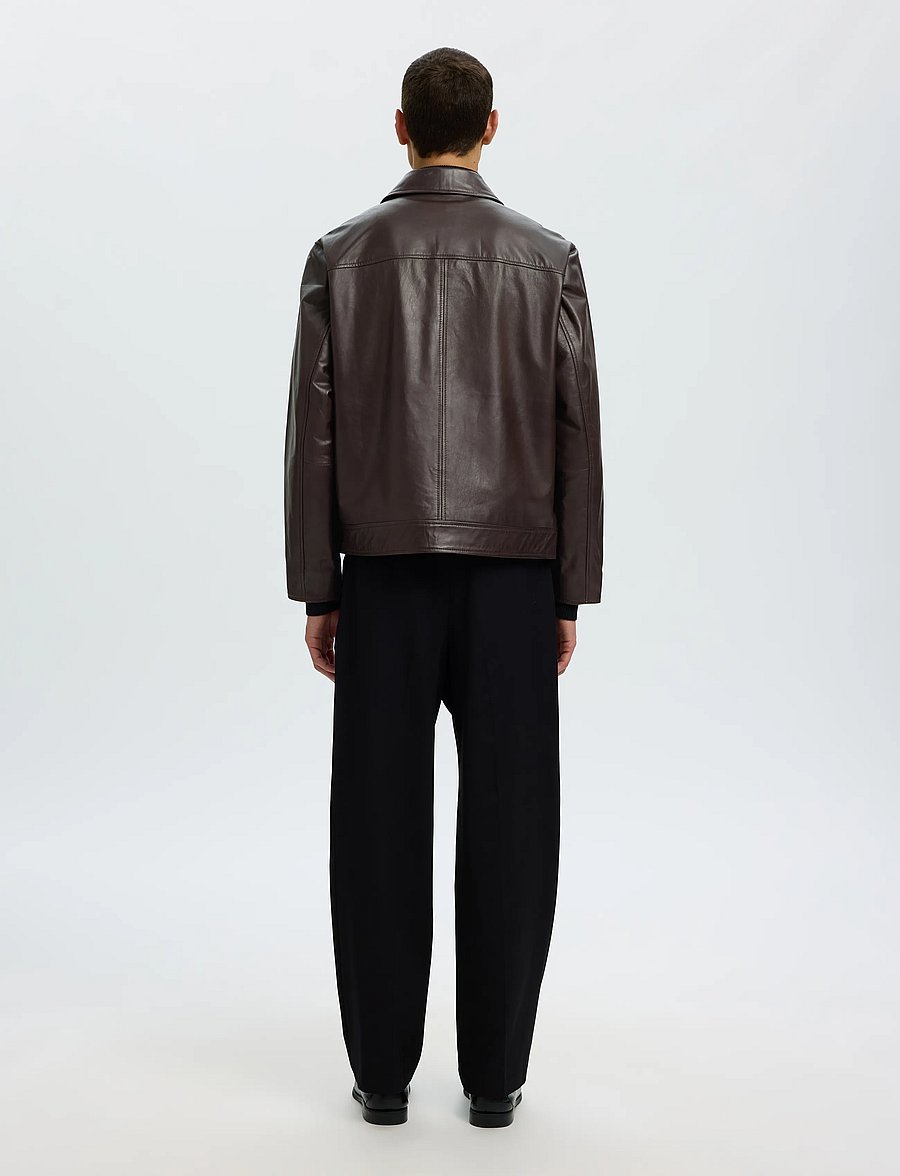 Selected - SLMSCOTT LEATHER JKT - demitasse - 2