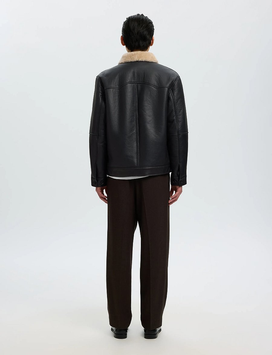 Selected - SLMOTIS SHEARLING JKT - herbstjacken - black - 2
