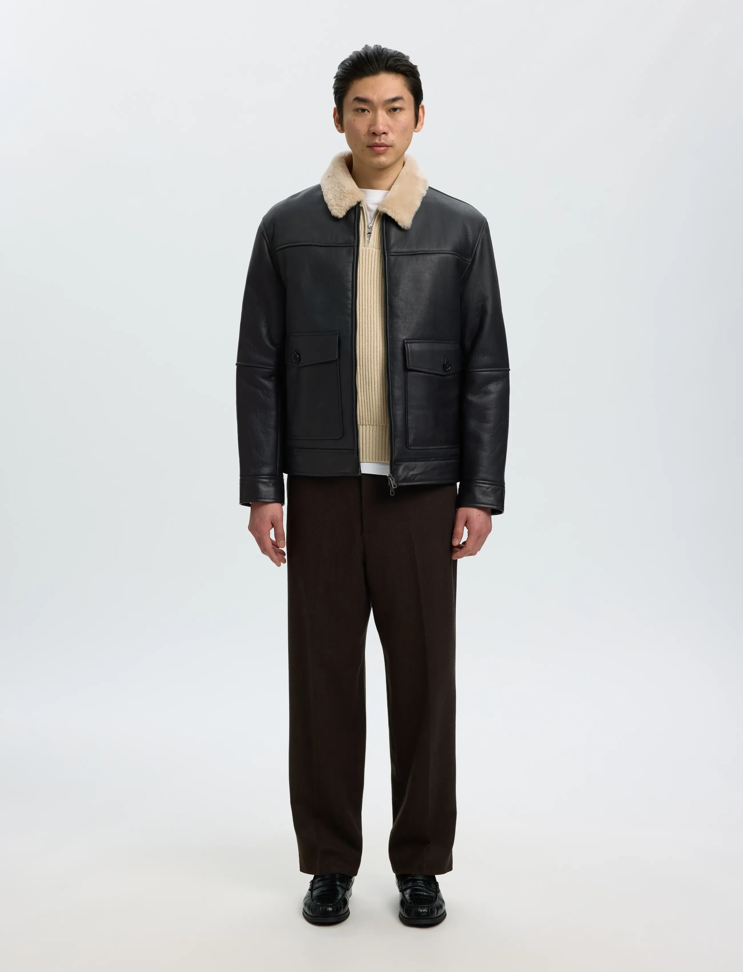 Selected - SLMOTIS SHEARLING JKT - herbstjacken - black - 3