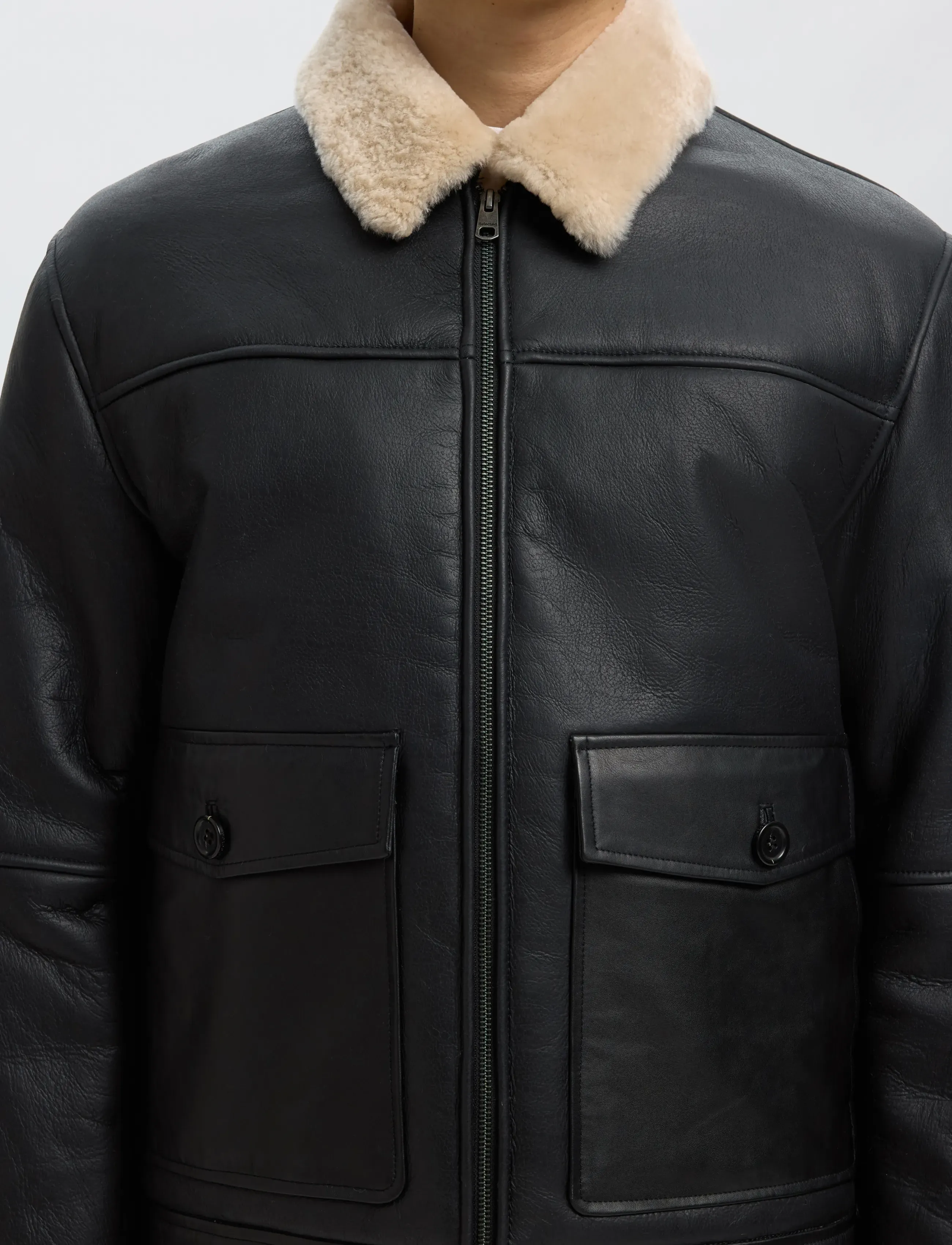 Selected - SLMOTIS SHEARLING JKT - herbstjacken - black - 4