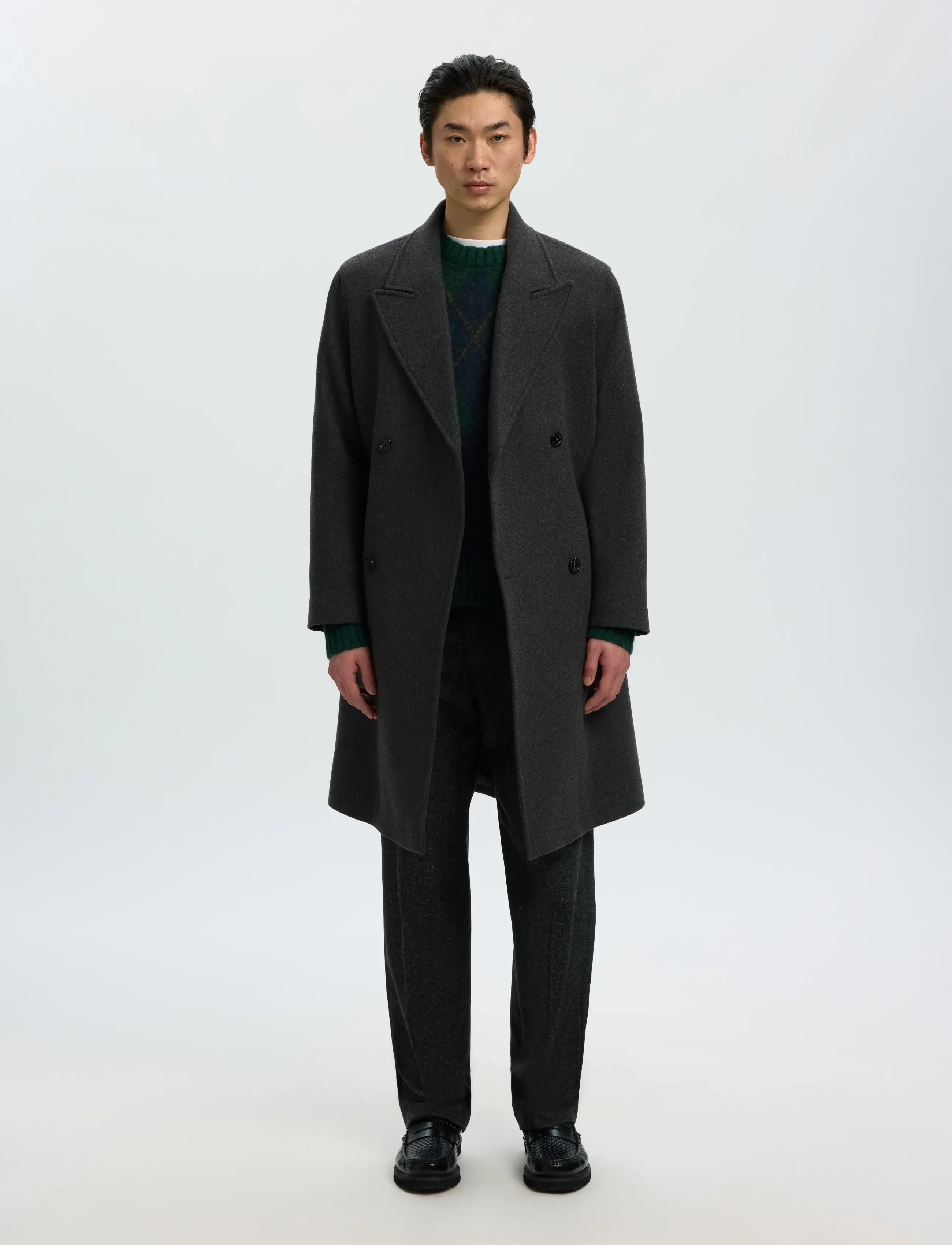 Selected SLMSERGIO MANTECO COAT - Riided - DARK GREY / grey