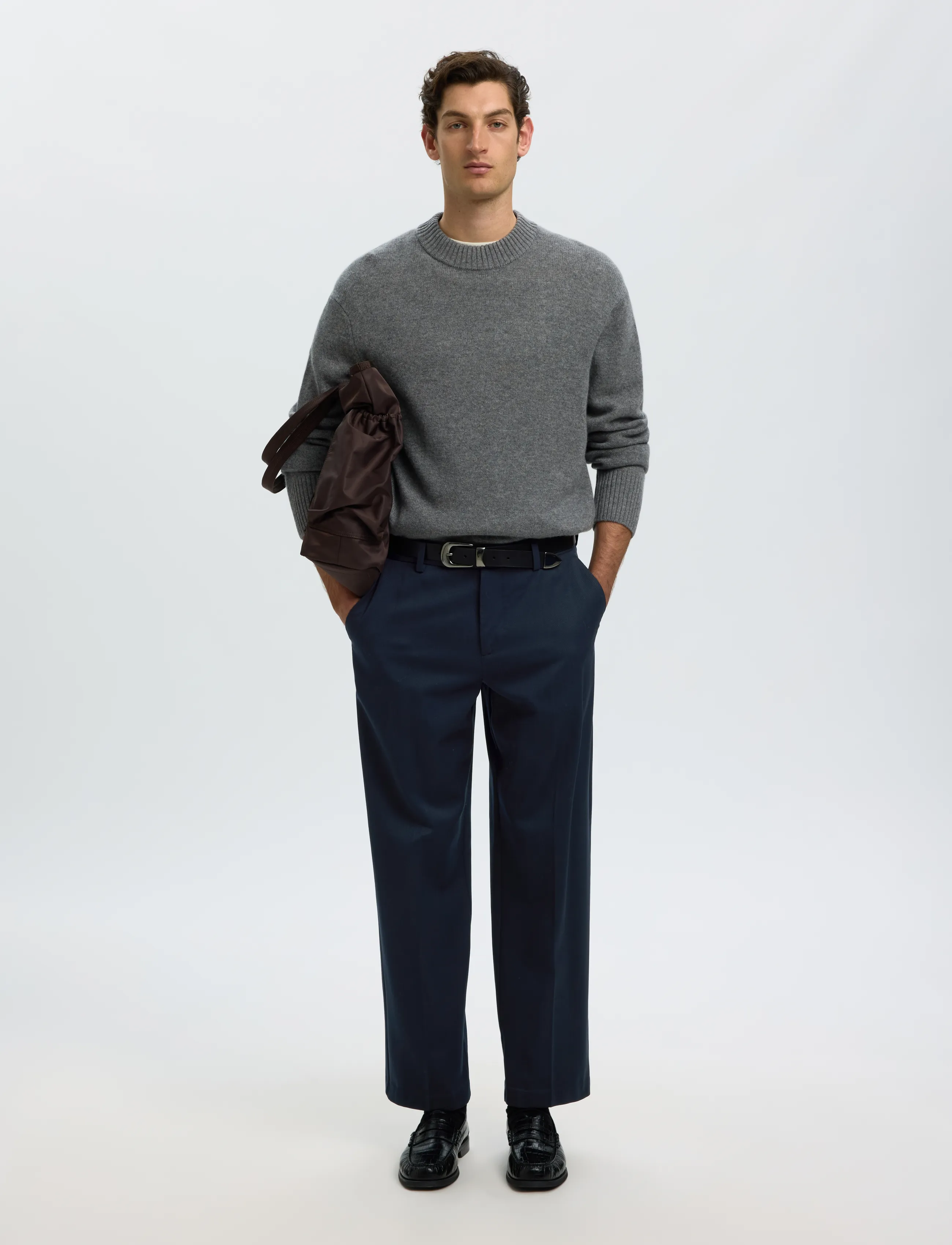 SELECTED Slm220-Loose Luke Wool Blend Pant casual byxor herr – bild 5