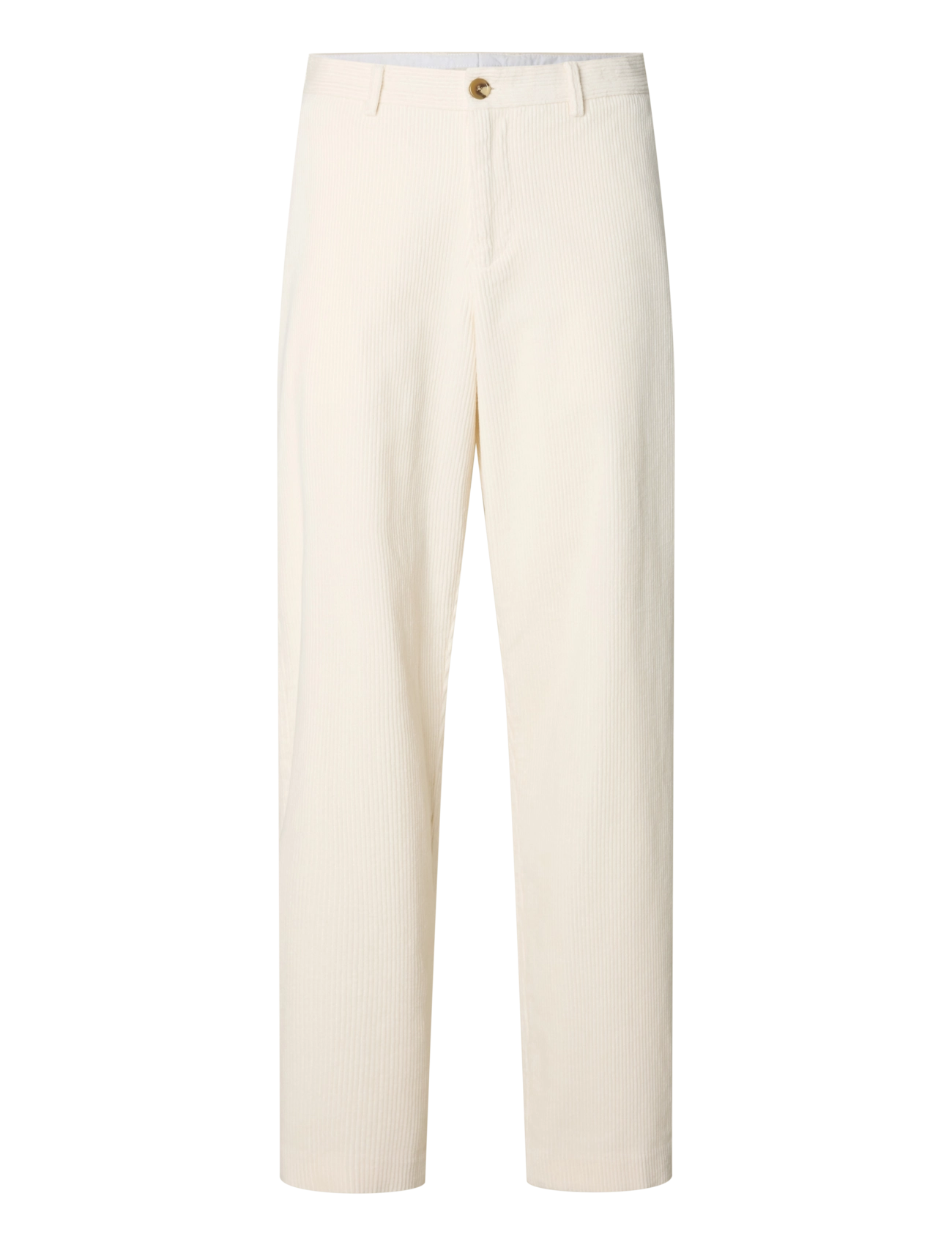 Selected - SLM220-LOOSE LUKE CORDUROY PANT - egret - 1