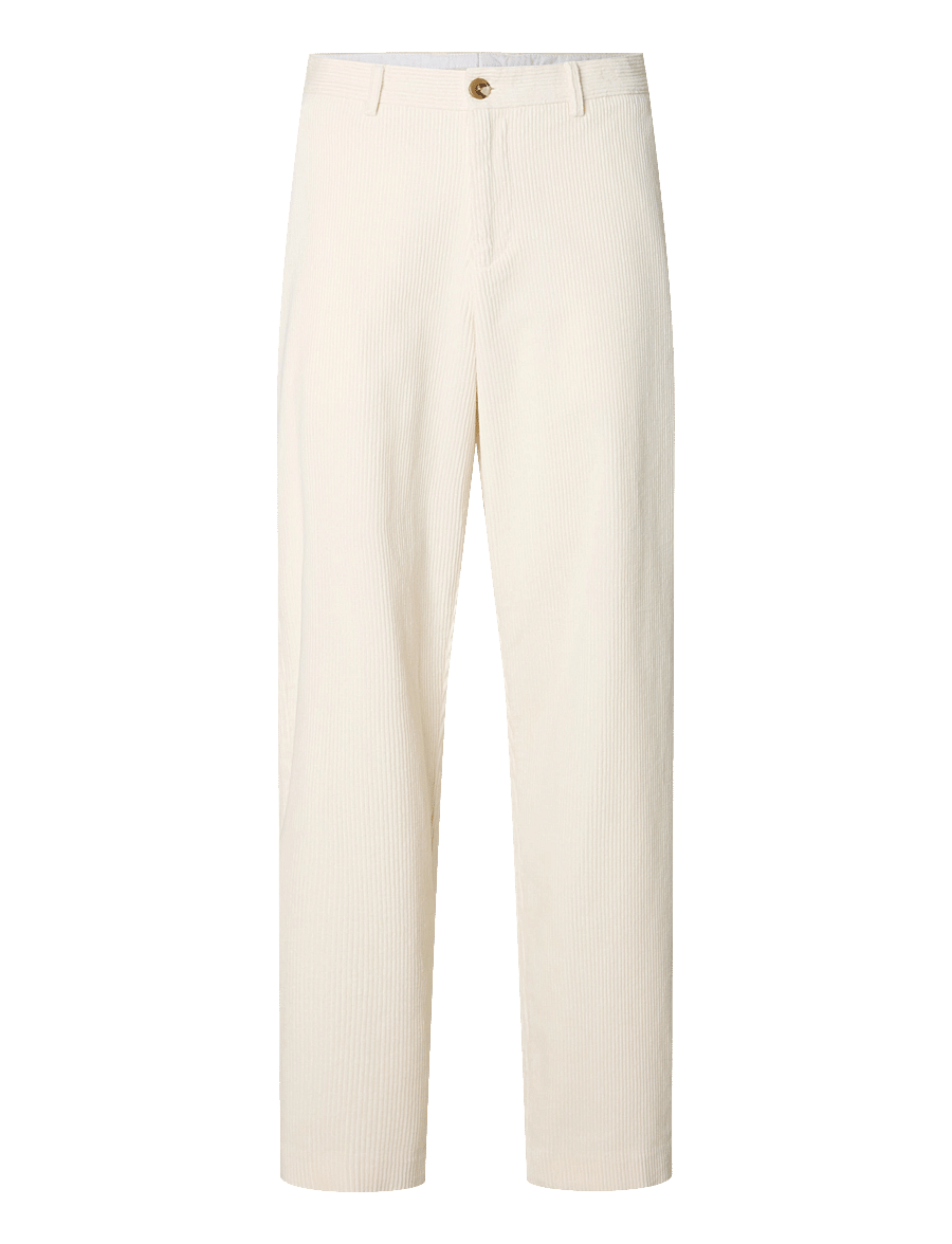 Selected - SLM220-LOOSE LUKE CORDUROY PANT - egret - 1