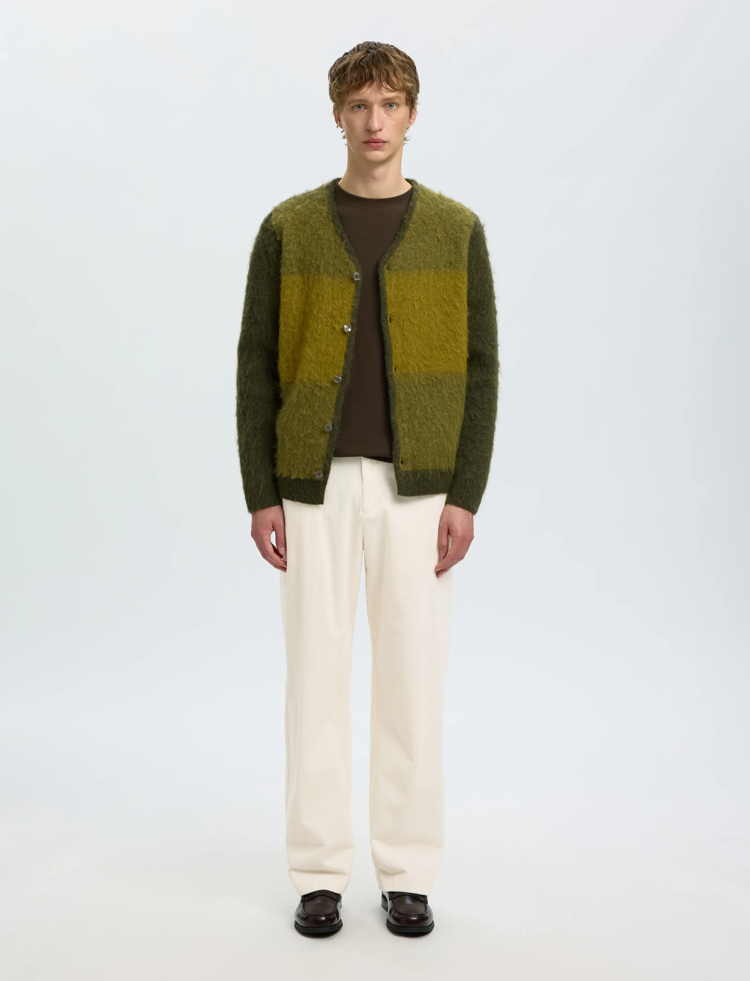 Selected - SLM220-LOOSE LUKE CORDUROY PANT - egret - 3