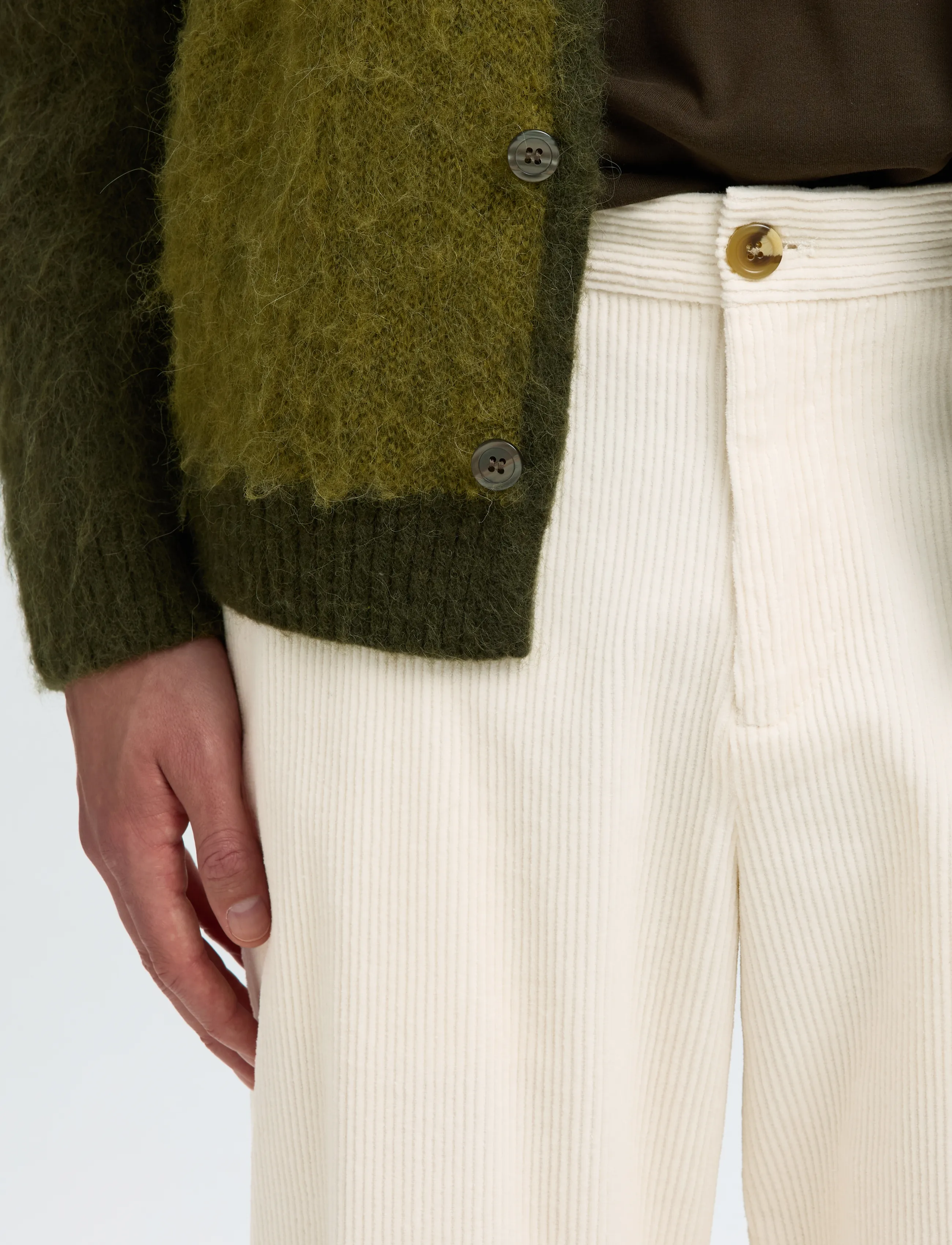 Selected - SLM220-LOOSE LUKE CORDUROY PANT - egret - 4