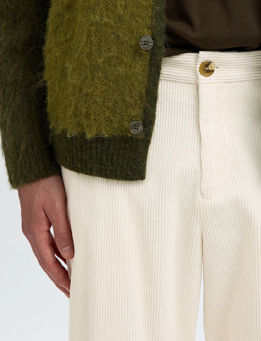 Selected - SLM220-LOOSE LUKE CORDUROY PANT - egret - 4