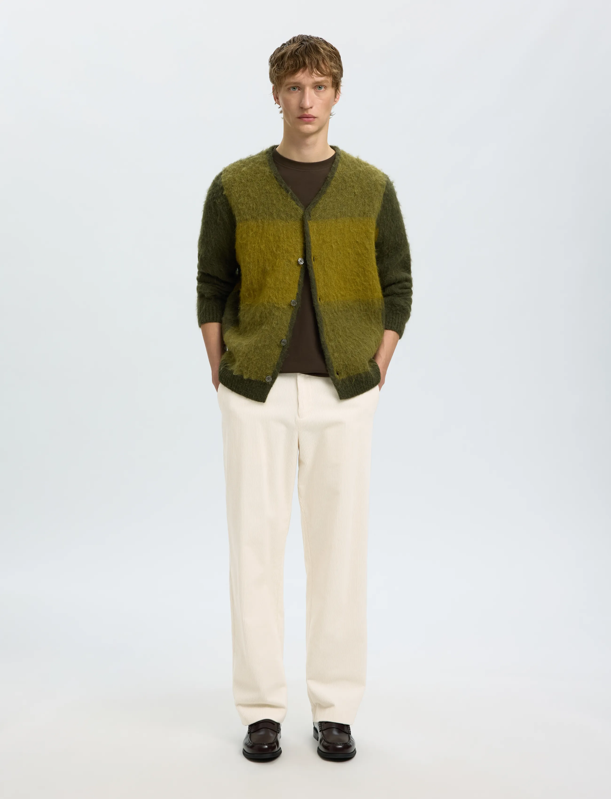 Selected - SLM220-LOOSE LUKE CORDUROY PANT - egret - 5