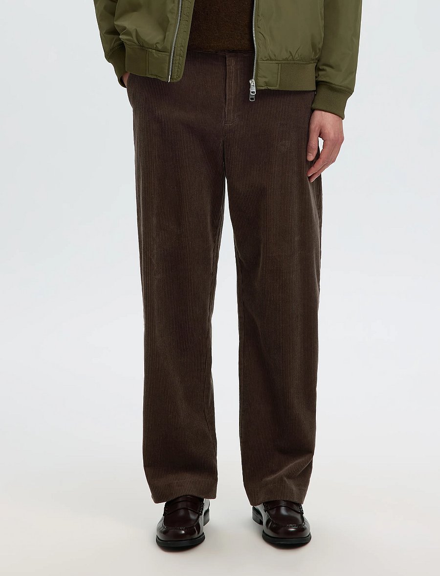 Selected - SLM220-LOOSE LUKE CORDUROY PANT - casual bukser - turkish coffee - 0