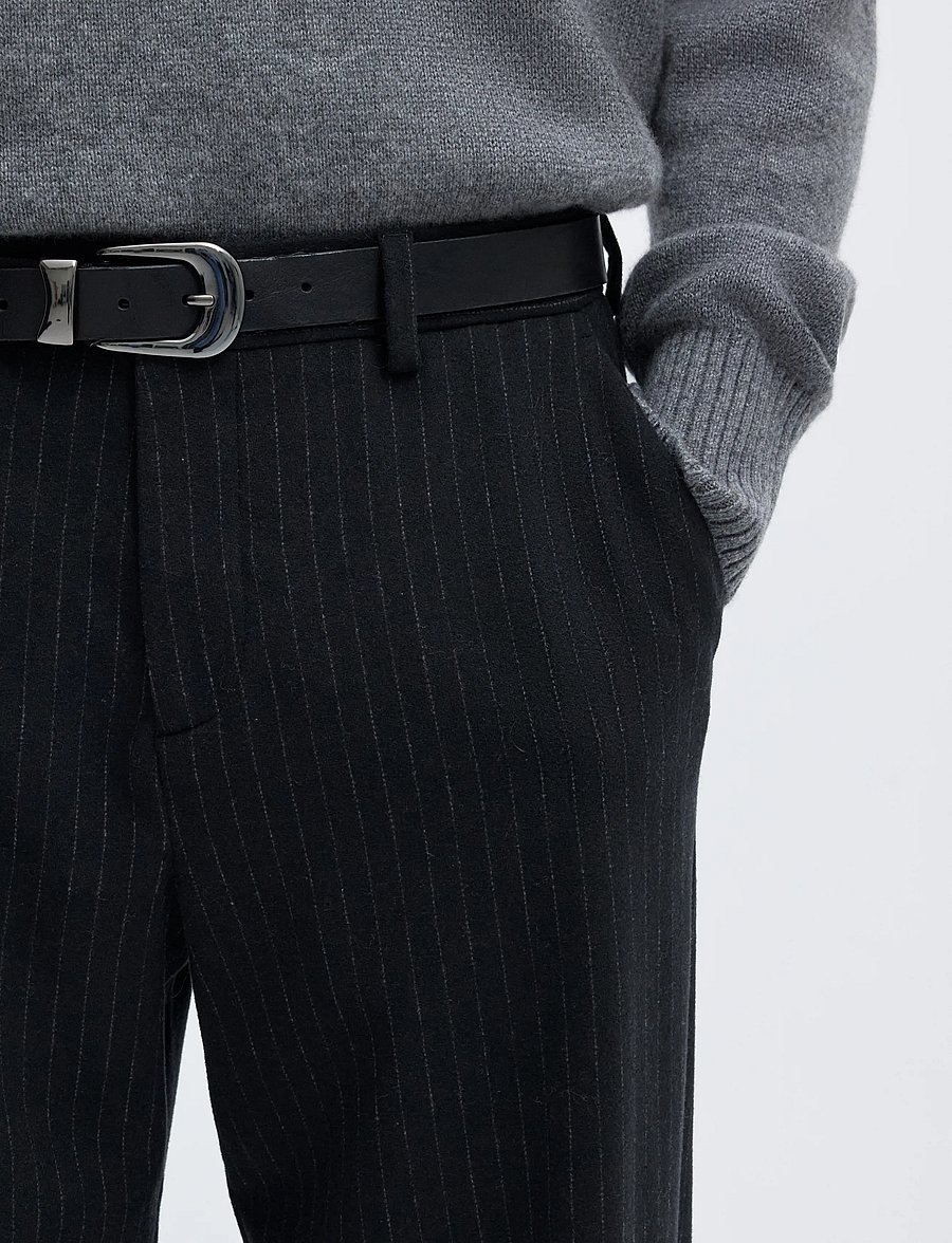 Selected - SLM220-LOOSE LUKE WOOL BLD DESIGN PANT - anzugshosen - dark navy - 4