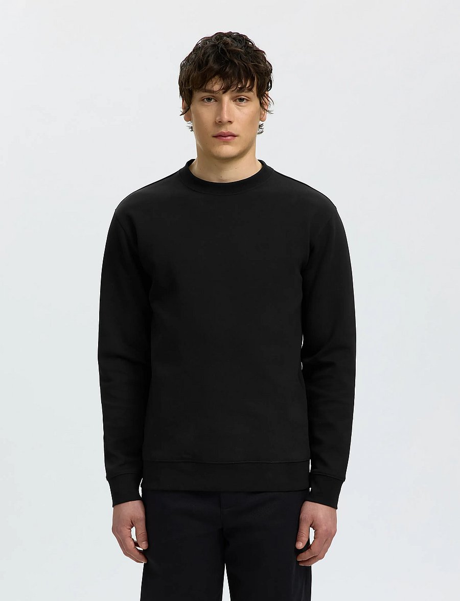 Selected - SLMTOM SOFT CREW NECK SWEAT NOOS - sweatshirts - black - 0