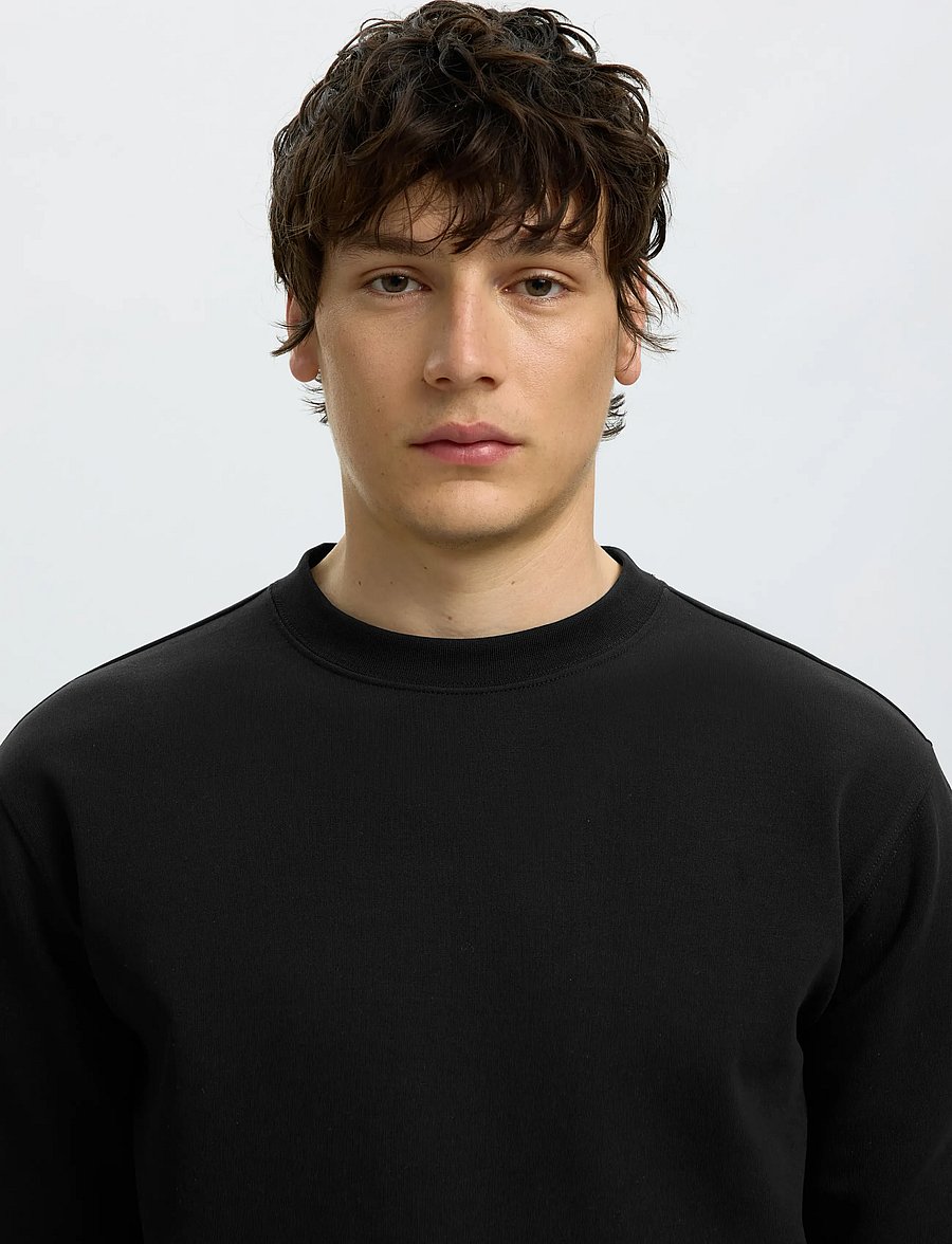 Selected - SLMTOM SOFT CREW NECK SWEAT NOOS - sweatshirts - black - 4