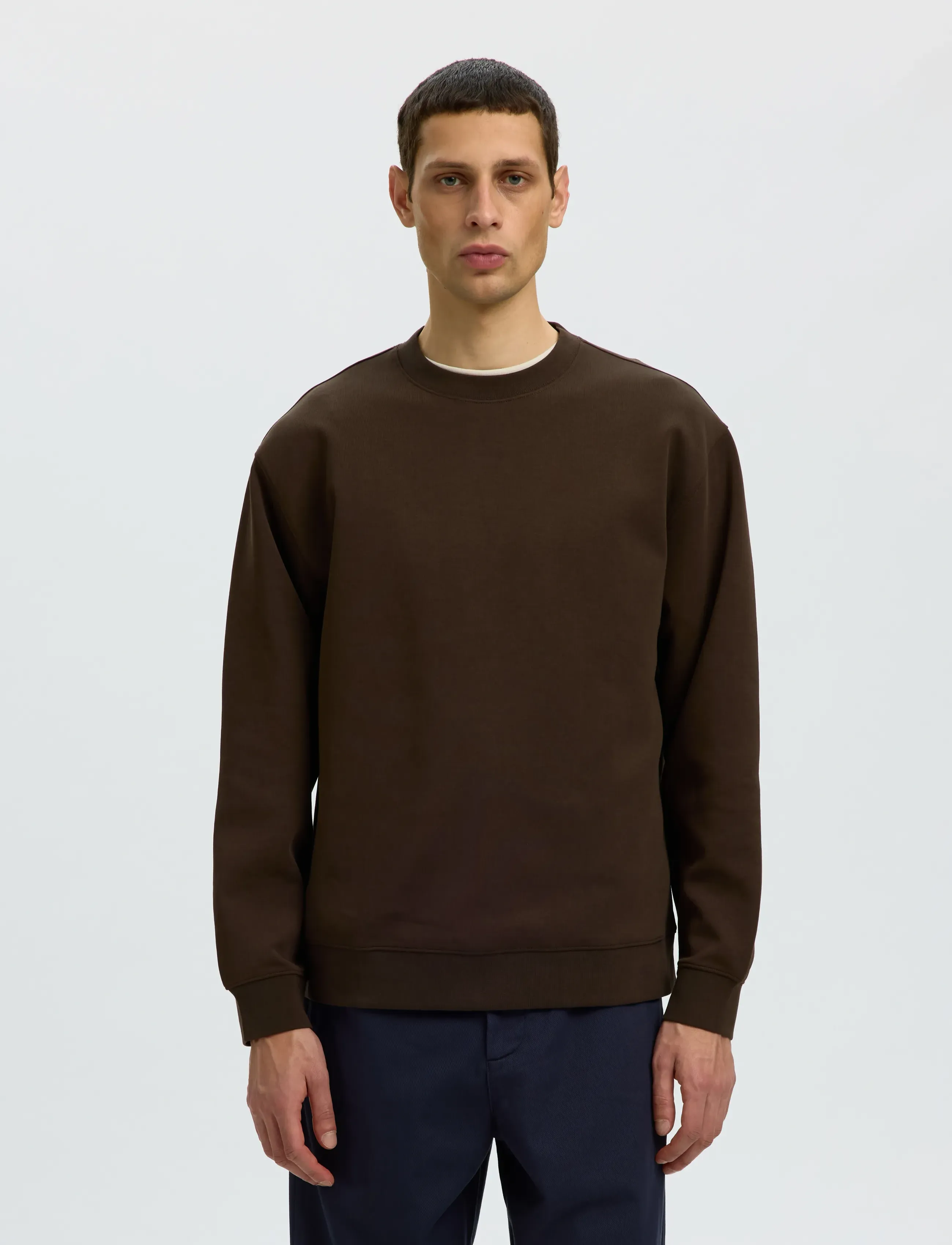 Selected SLMTOM SOFT CREW NECK SWEAT NOOS - Sweatshirts - DELICIOSO / brown