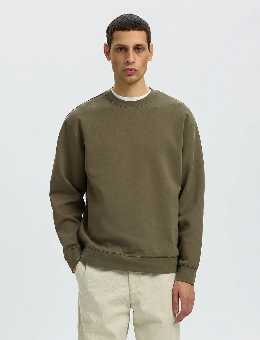 Selected - SLMTOM SOFT CREW NECK SWEAT NOOS - kalamata - 0