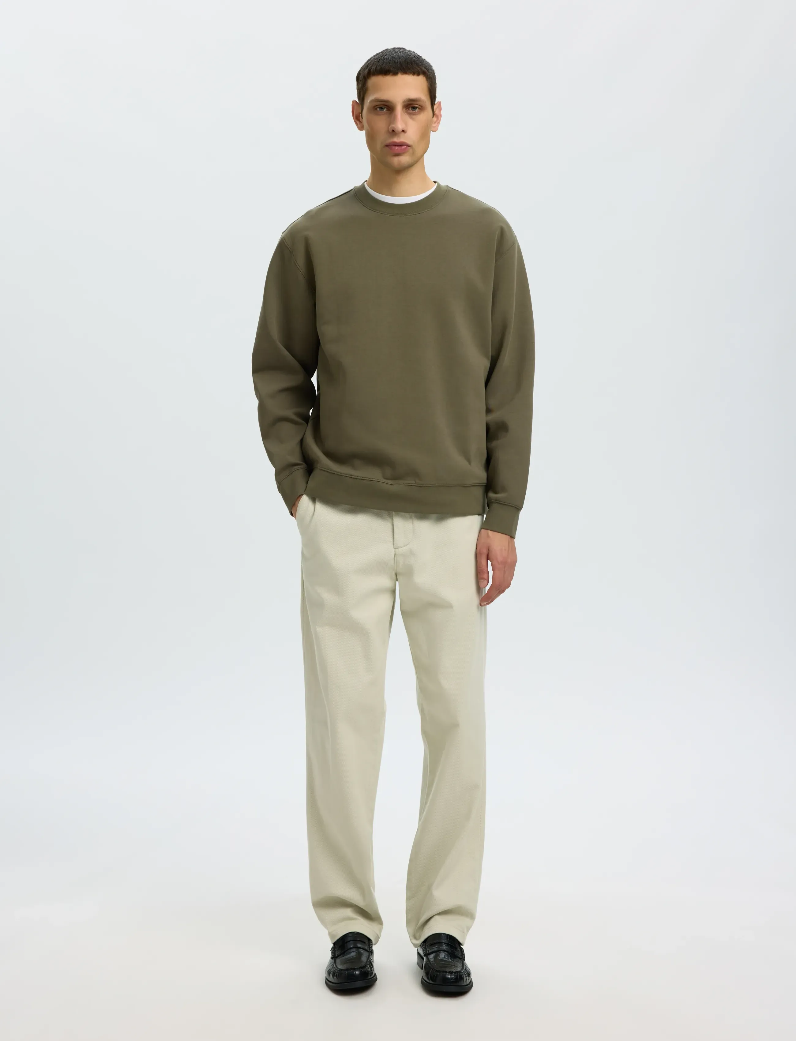 Selected - SLMTOM SOFT CREW NECK SWEAT NOOS - kalamata - 3