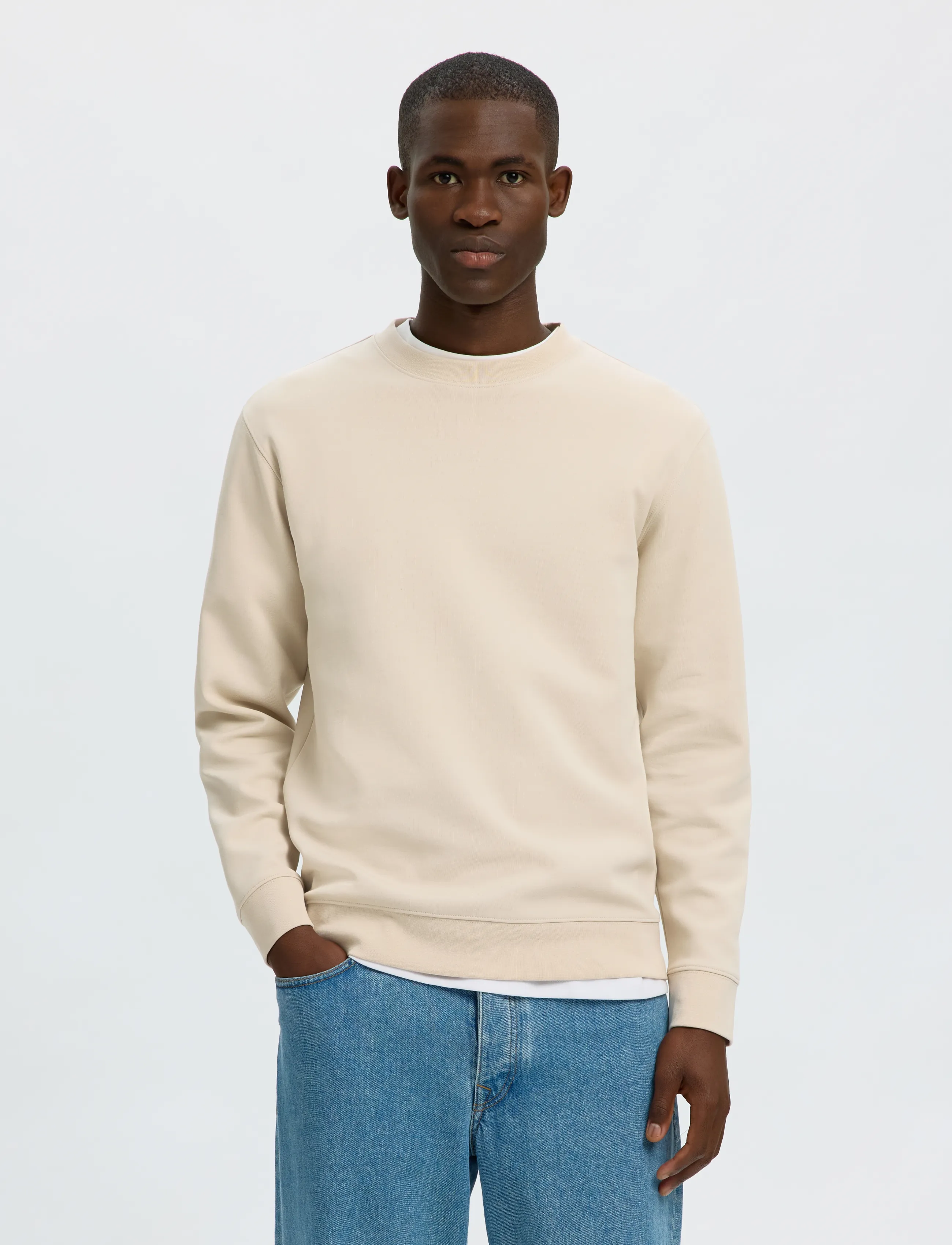 Selected Slmtom Soft Crew Neck Sweat Noos, XXL, Sweatshirts & Hoodies, Creme - Sweatshirts, Männerswear