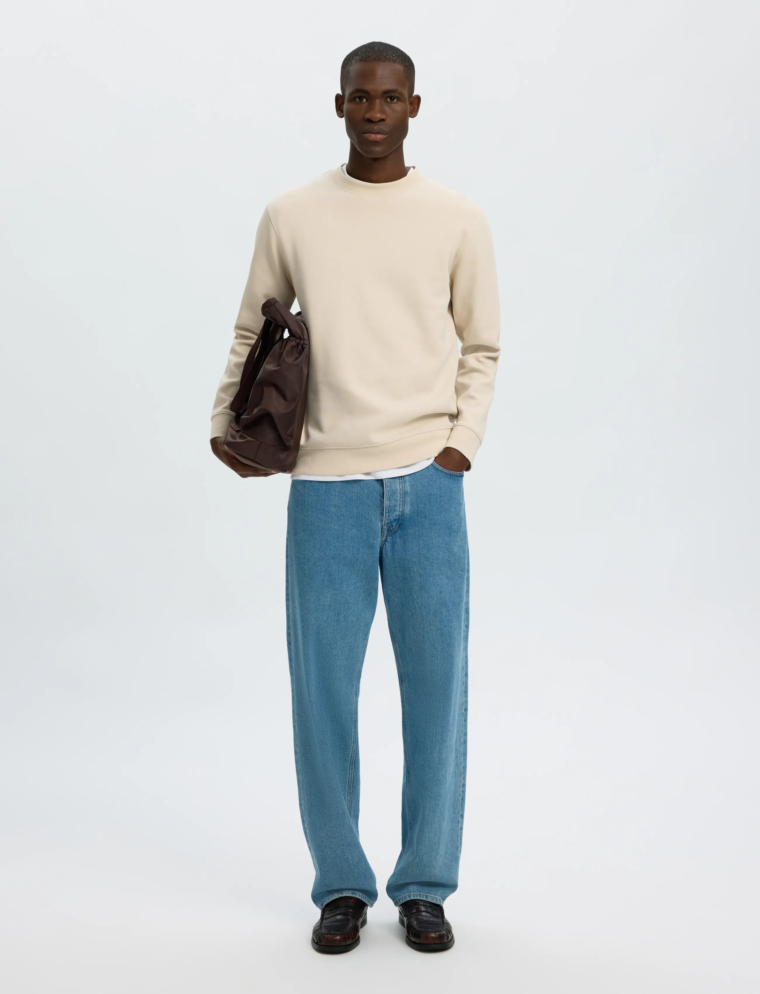 Selected - SLMTOM SOFT CREW NECK SWEAT NOOS - sweatshirts - oatmeal - 5