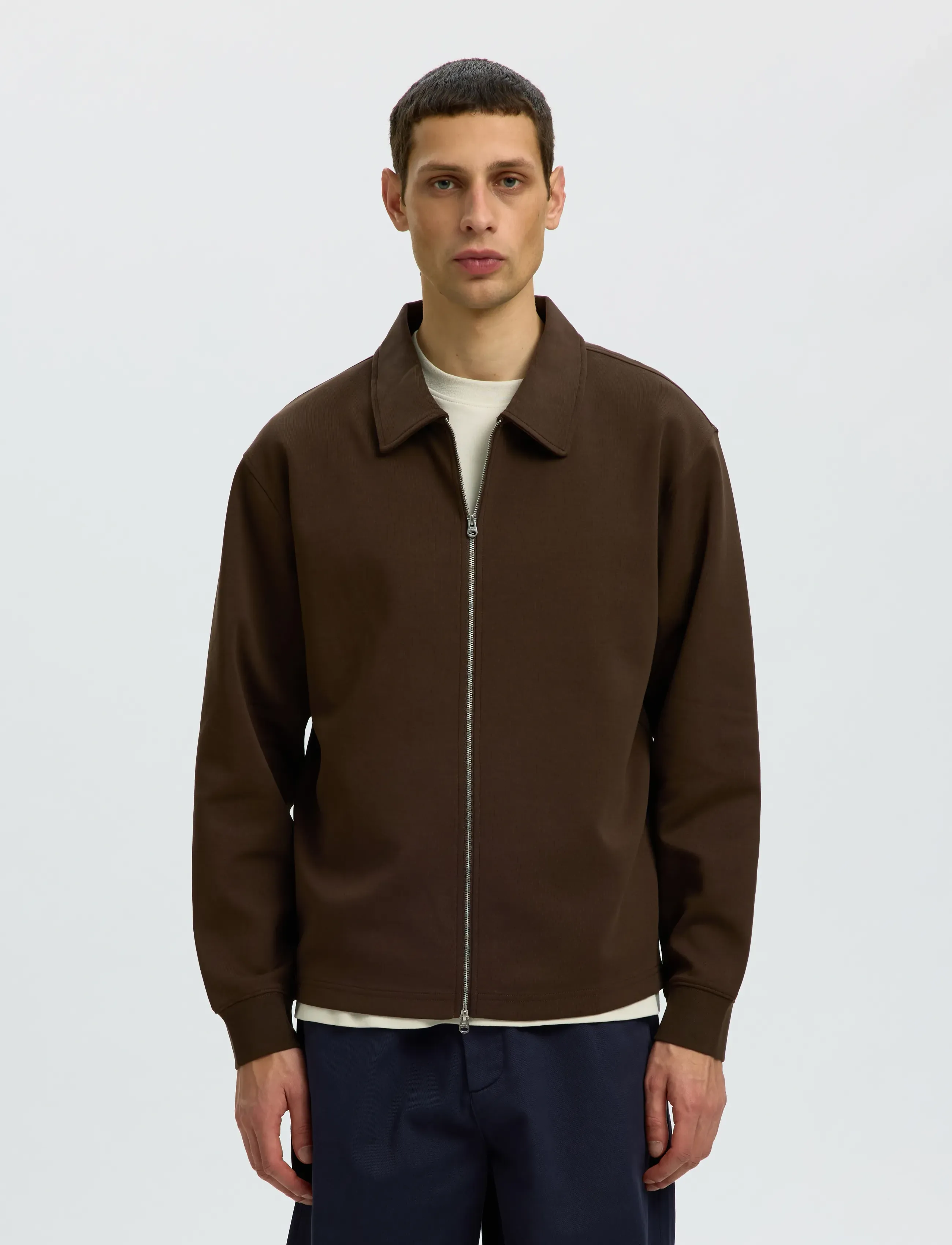 Selected SLMTOM SOFT FULL ZIP SWEAT NOOS - Sweatshirts - DELICIOSO / brown