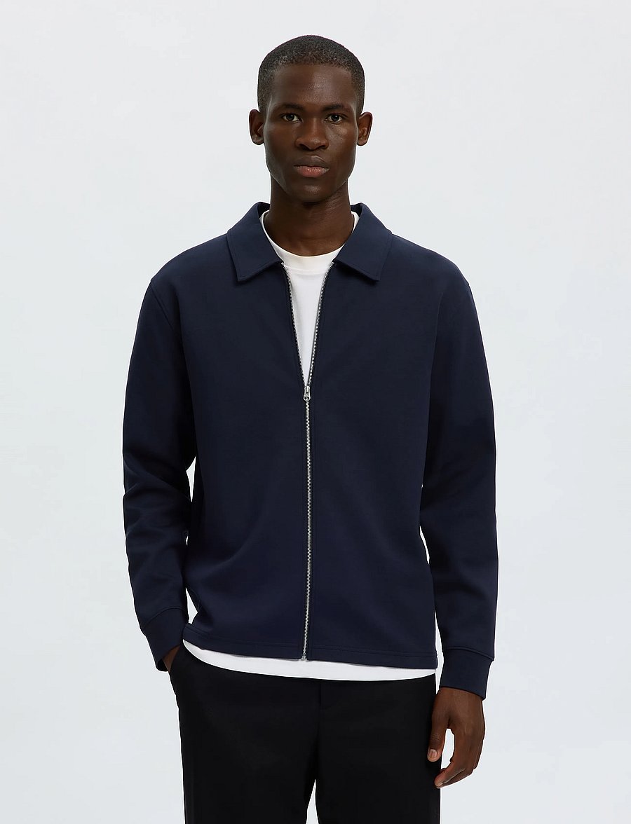 Selected - SLMTOM SOFT FULL ZIP SWEAT NOOS - sky captain - 0