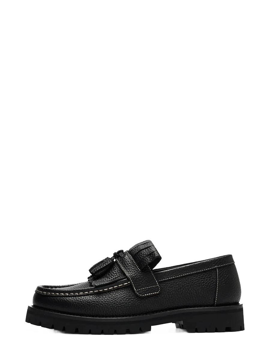 Selected - SLMHOLGER LEATHER KILTIE TASSEL LOAFER - shop efter anledning - black - 0